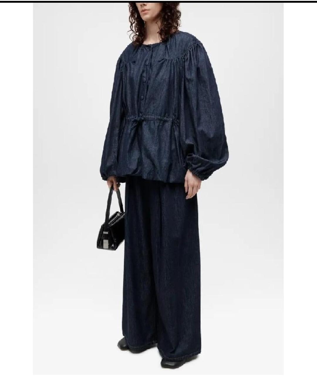 DRIES VAN NOTEN Темно-синие хлопковые джинсы клеш, фото 8