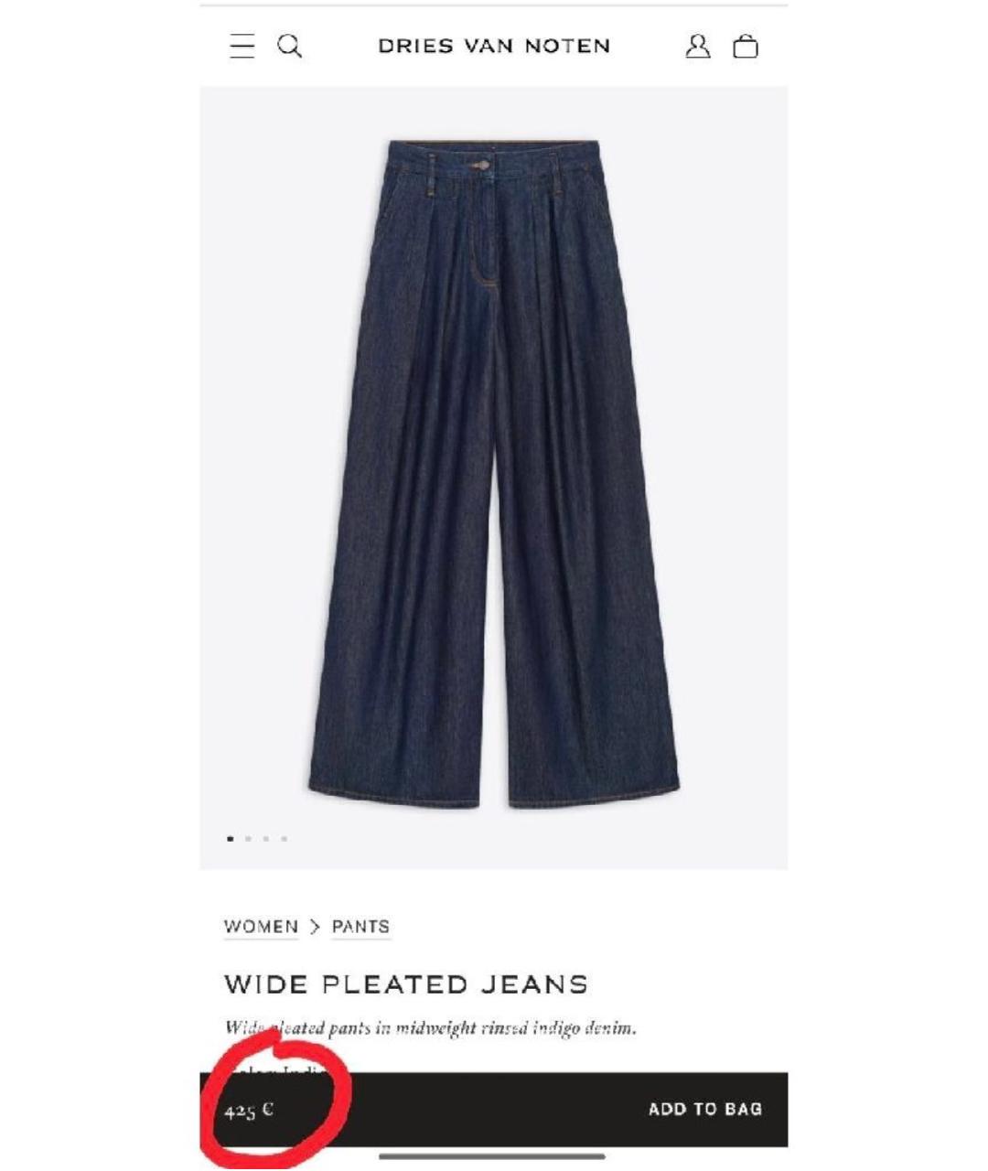 DRIES VAN NOTEN Темно-синие хлопковые джинсы клеш, фото 6