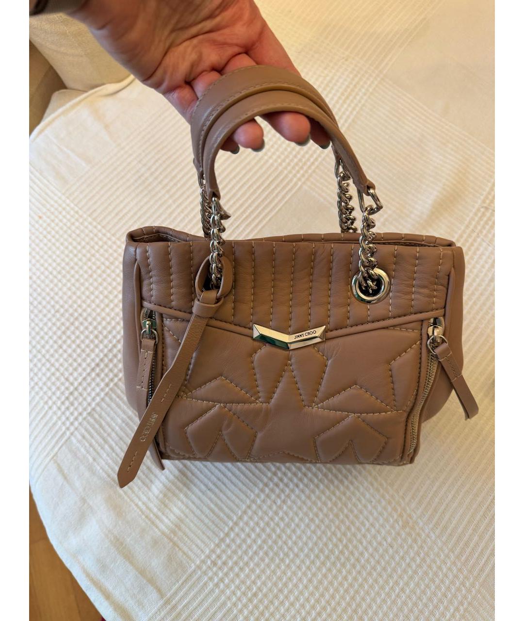 JIMMY CHOO Розовая кожаная сумка тоут, фото 9