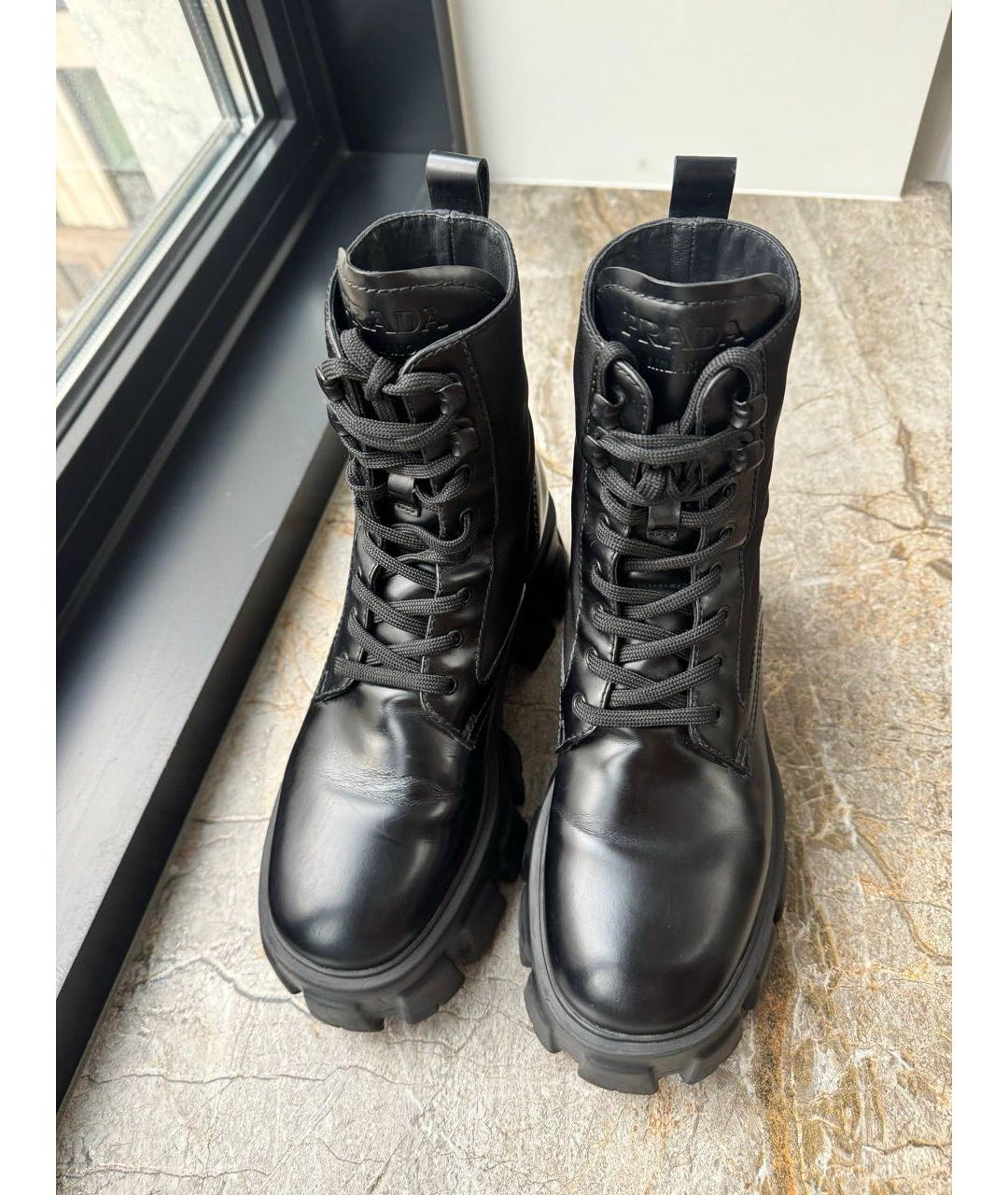 PRADA Черные кожаные ботинки, фото 3