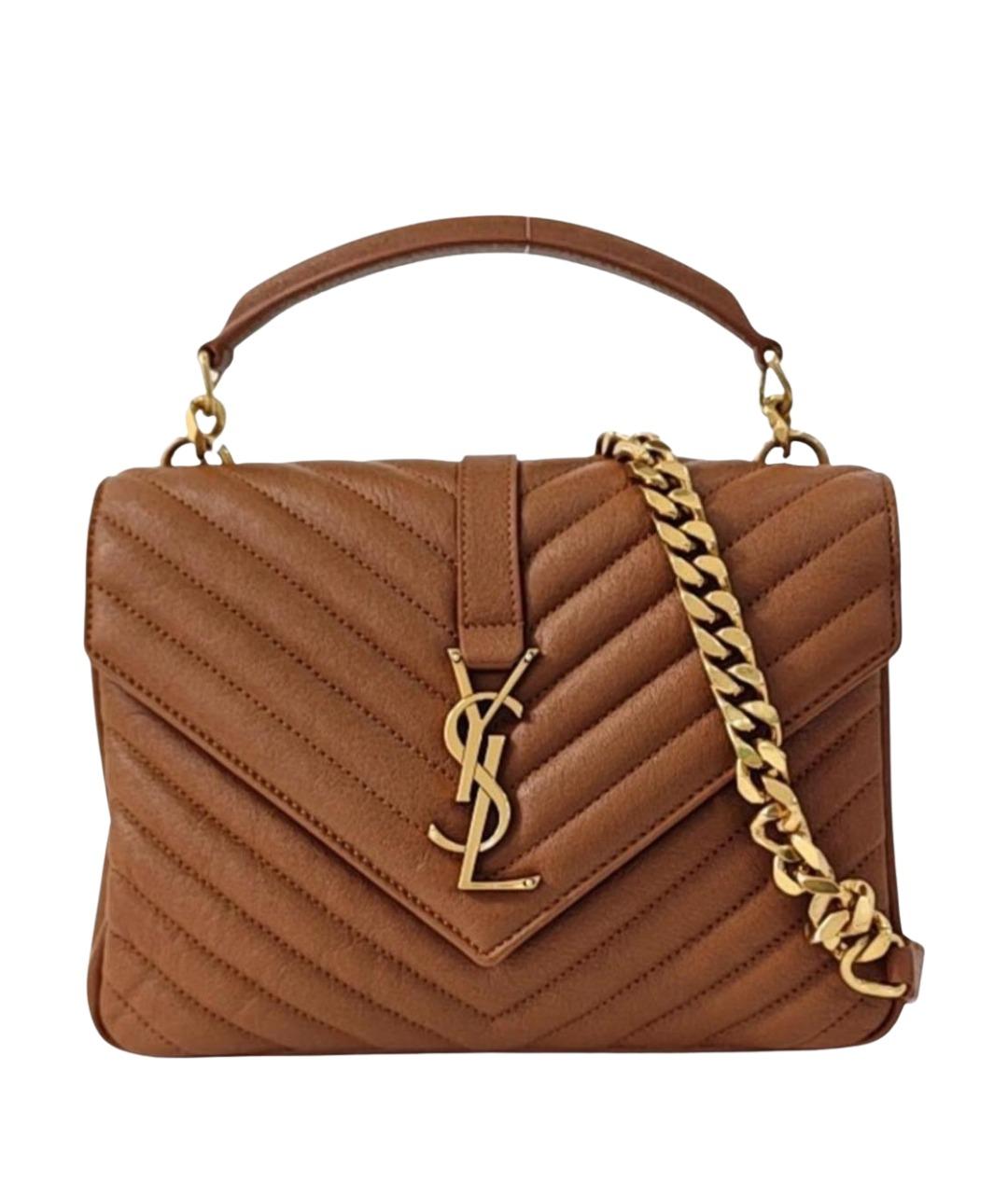 SAINT LAURENT Коричневая кожаная сумка через плечо, фото 1