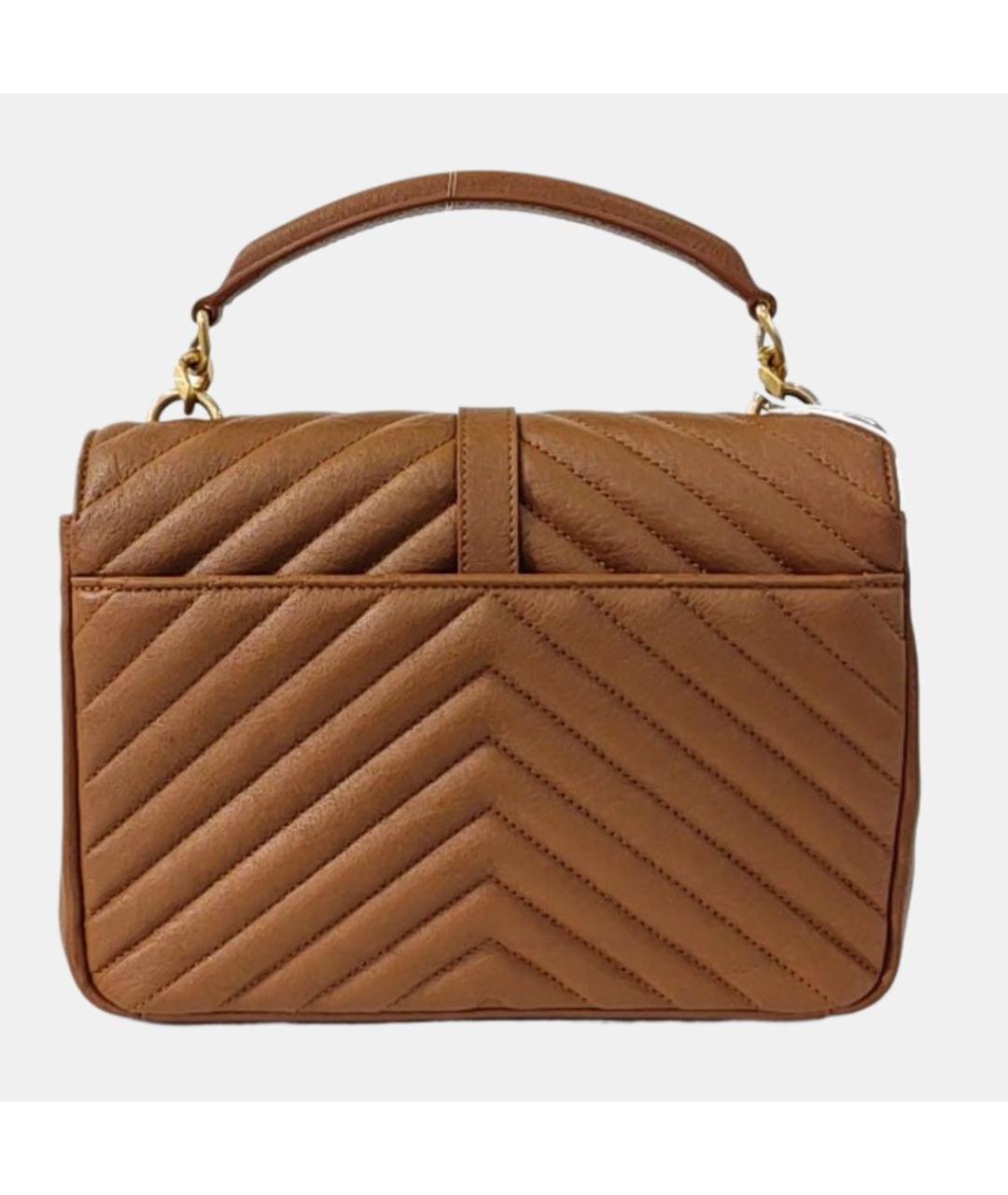 SAINT LAURENT Коричневая кожаная сумка через плечо, фото 2