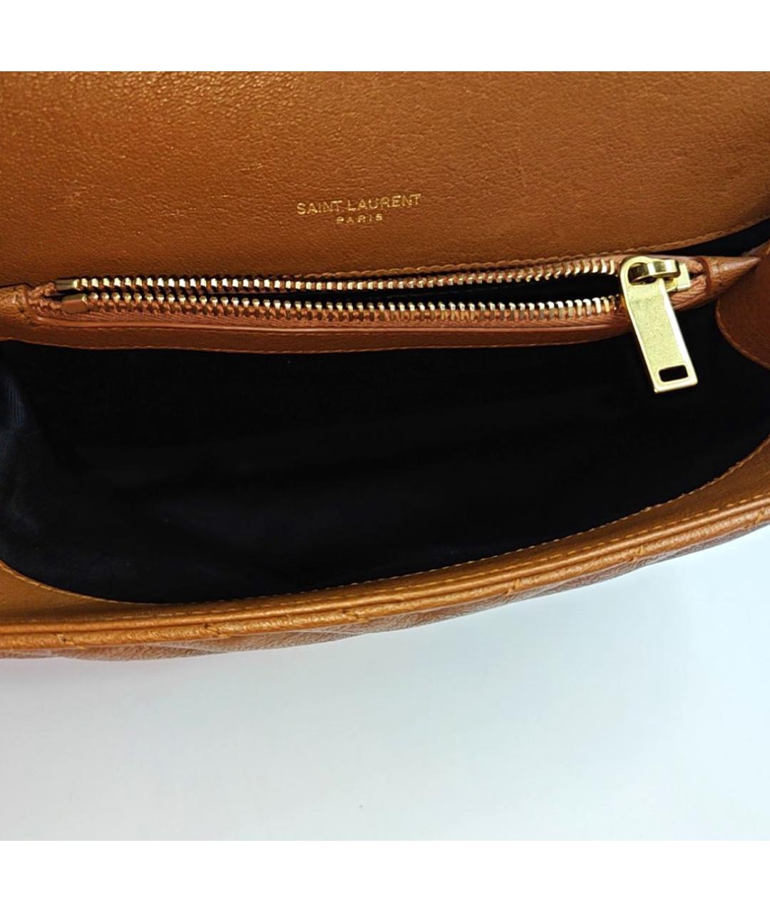 SAINT LAURENT Коричневая кожаная сумка через плечо, фото 3