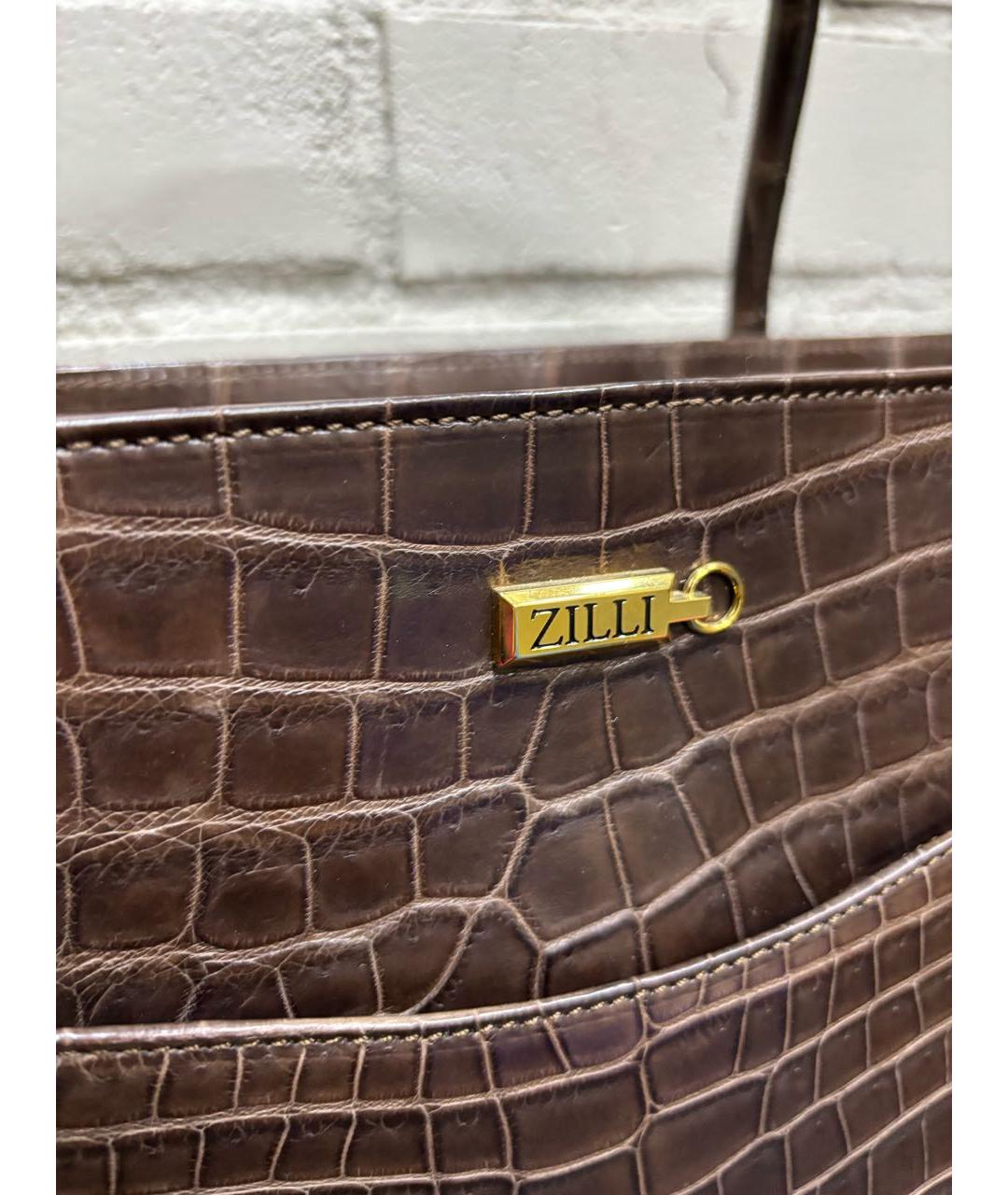 ZILLI Коричневая сумка с короткими ручками из экзотической кожи, фото 2