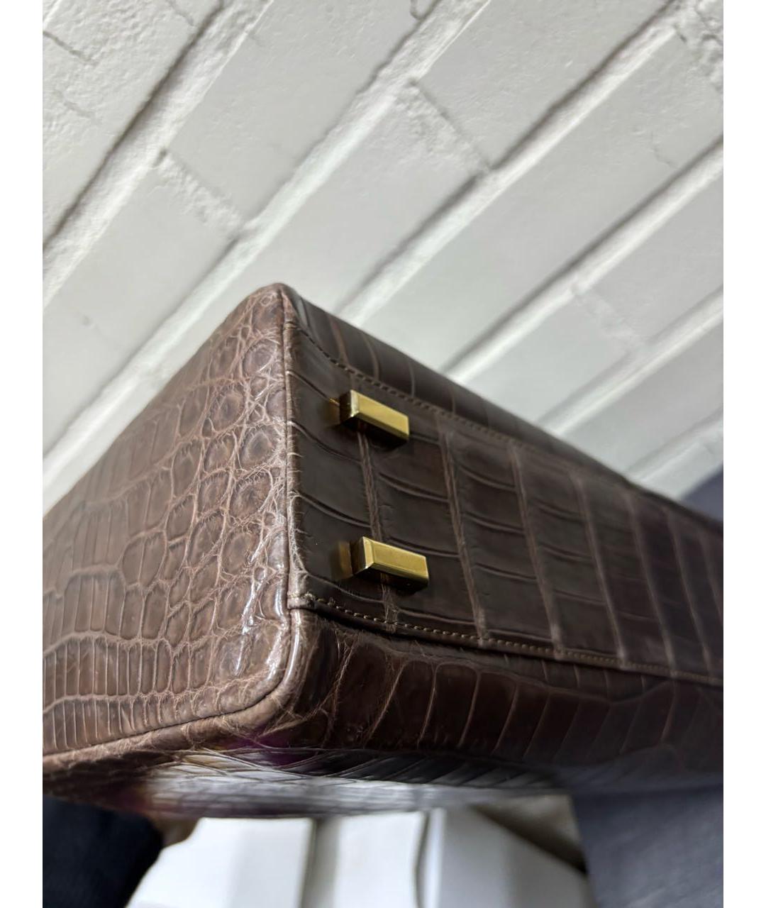 ZILLI Коричневая сумка с короткими ручками из экзотической кожи, фото 5