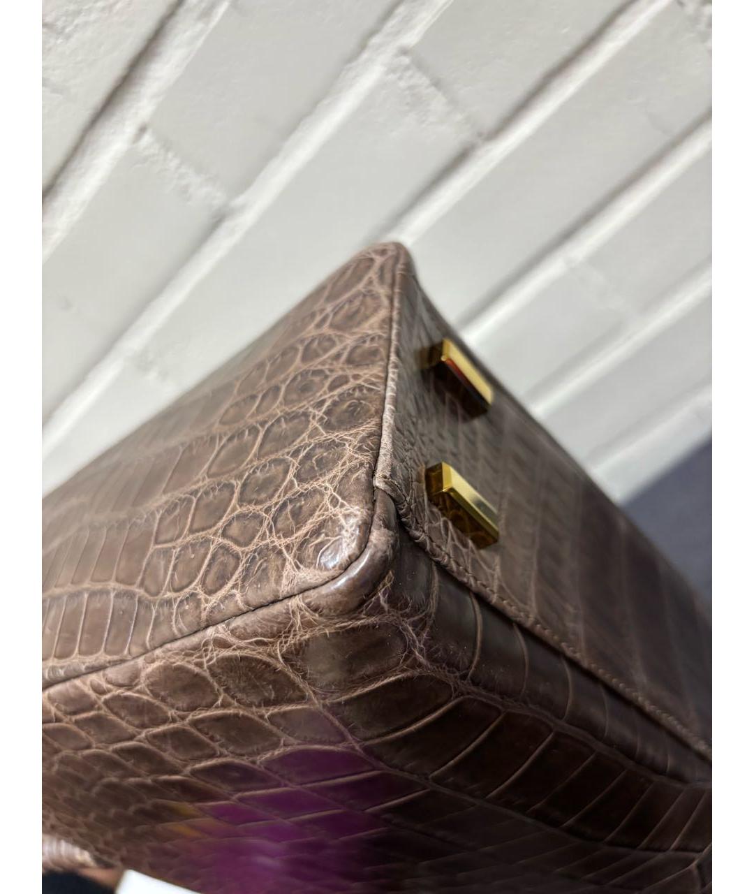 ZILLI Коричневая сумка с короткими ручками из экзотической кожи, фото 6