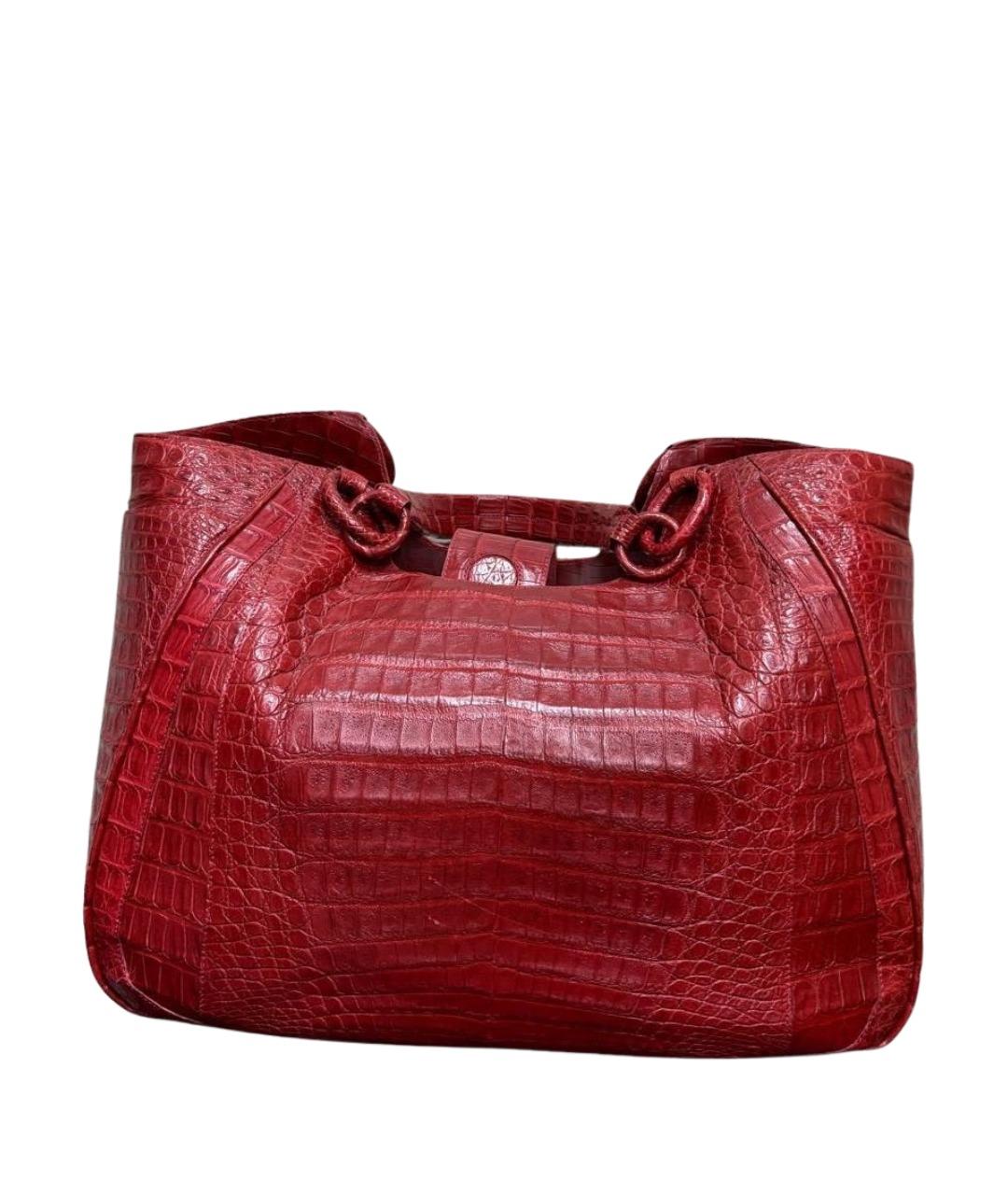 NANCY GONZALEZ Бордовая кожаная сумка с короткими ручками, фото 1