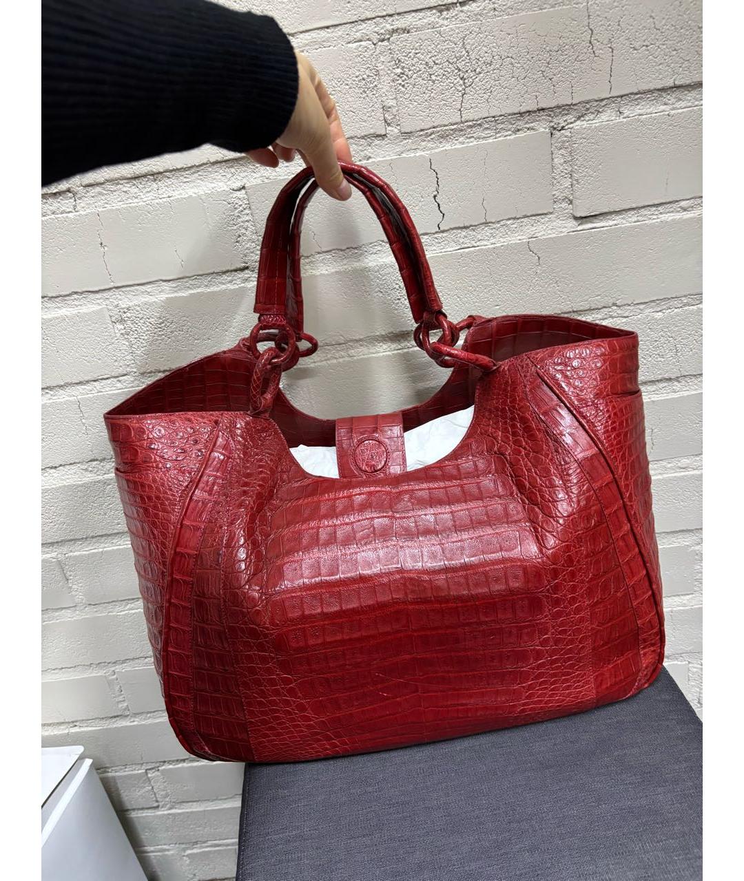 NANCY GONZALEZ Бордовая кожаная сумка с короткими ручками, фото 3