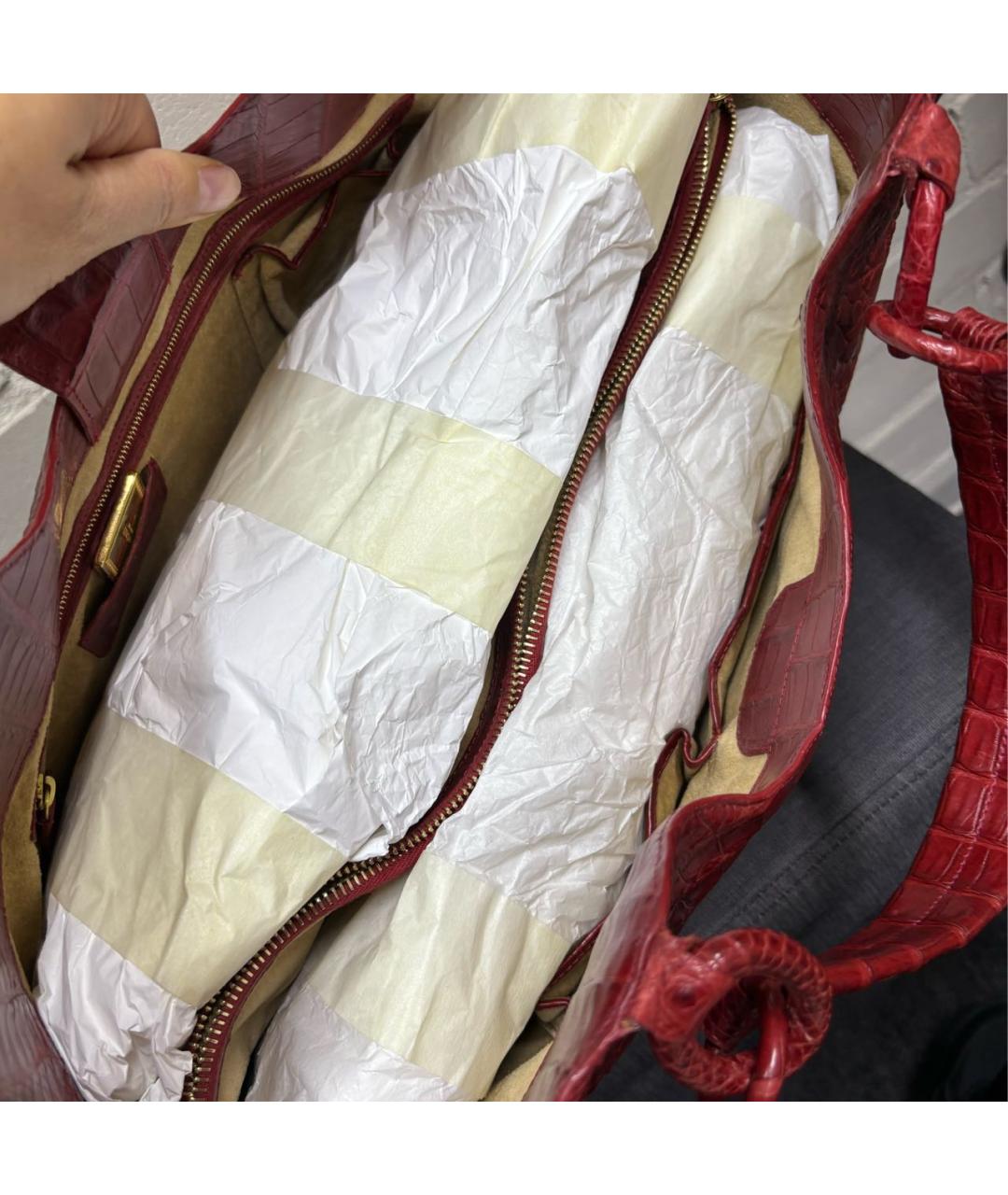 NANCY GONZALEZ Бордовая кожаная сумка с короткими ручками, фото 7