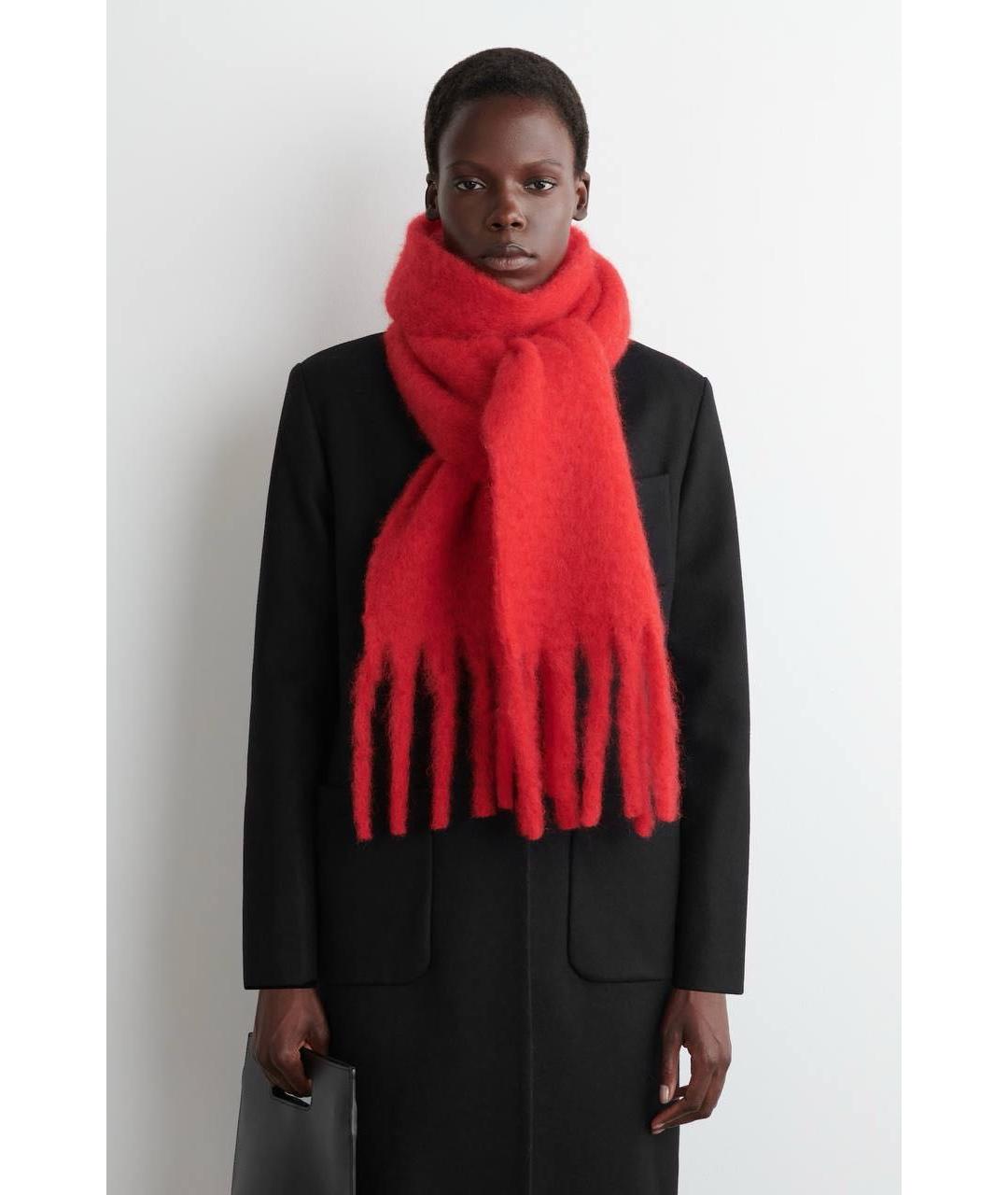 COS Красный шерстяной шарф, фото 5