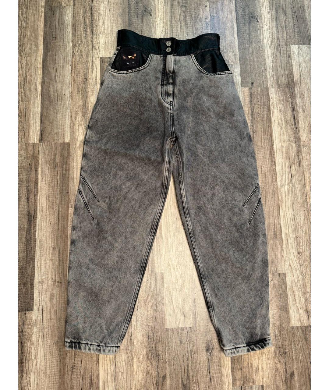 ULYANA SERGEENKO Серые хлопковые прямые джинсы, фото 4