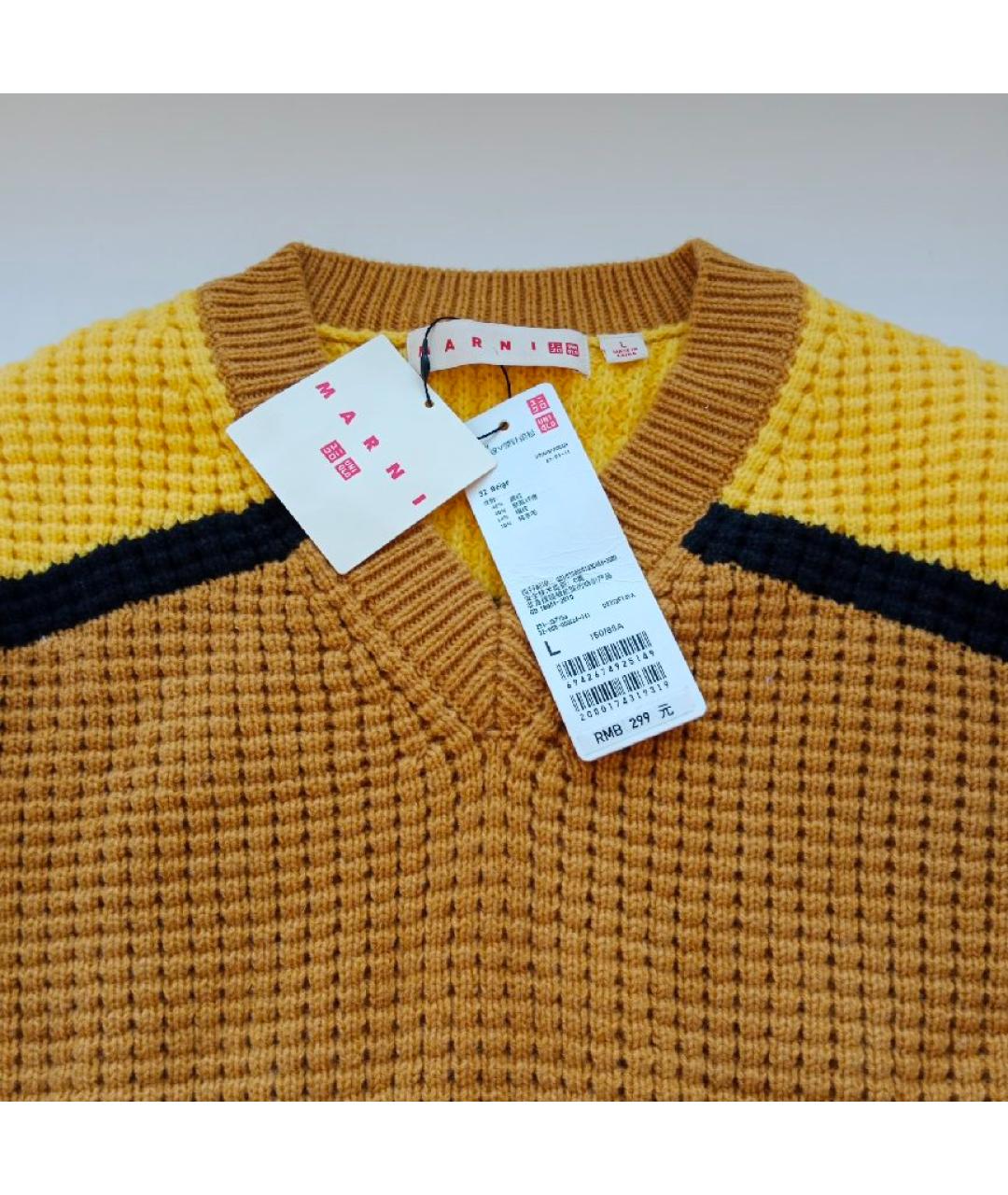MARNI Желтый шерстяной джемпер / свитер, фото 2