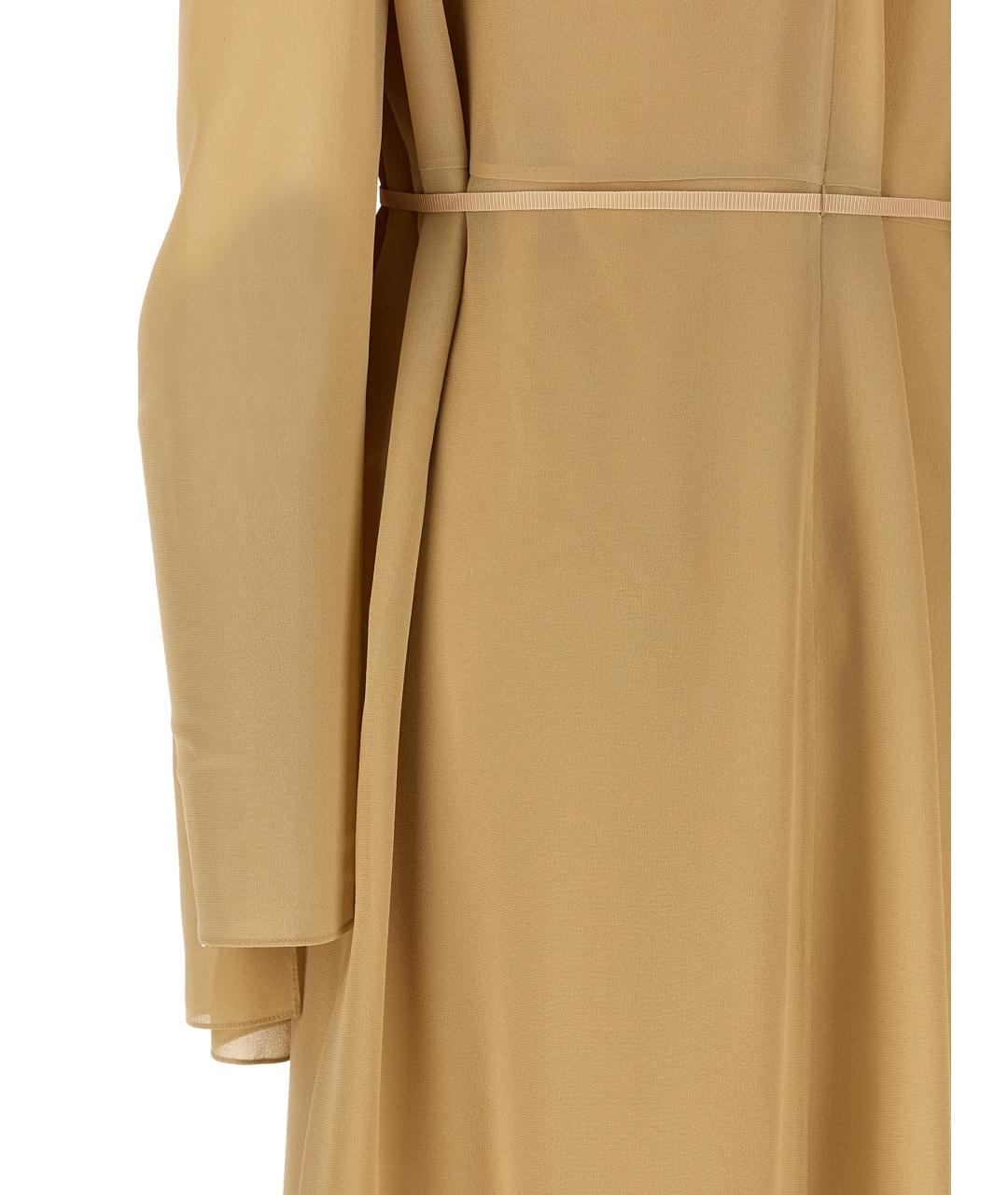 THE ROW Бежевое шелковое повседневное платье, фото 4