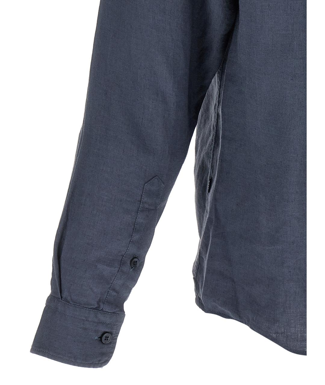 HUGO BOSS Синяя льняная кэжуал рубашка, фото 4