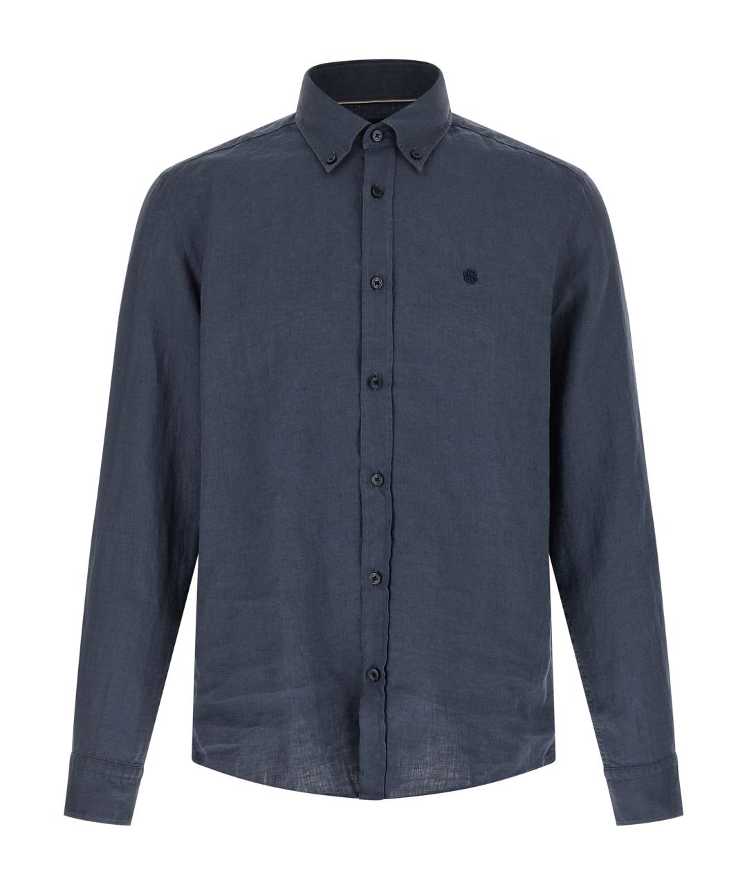 HUGO BOSS Синяя льняная кэжуал рубашка, фото 1