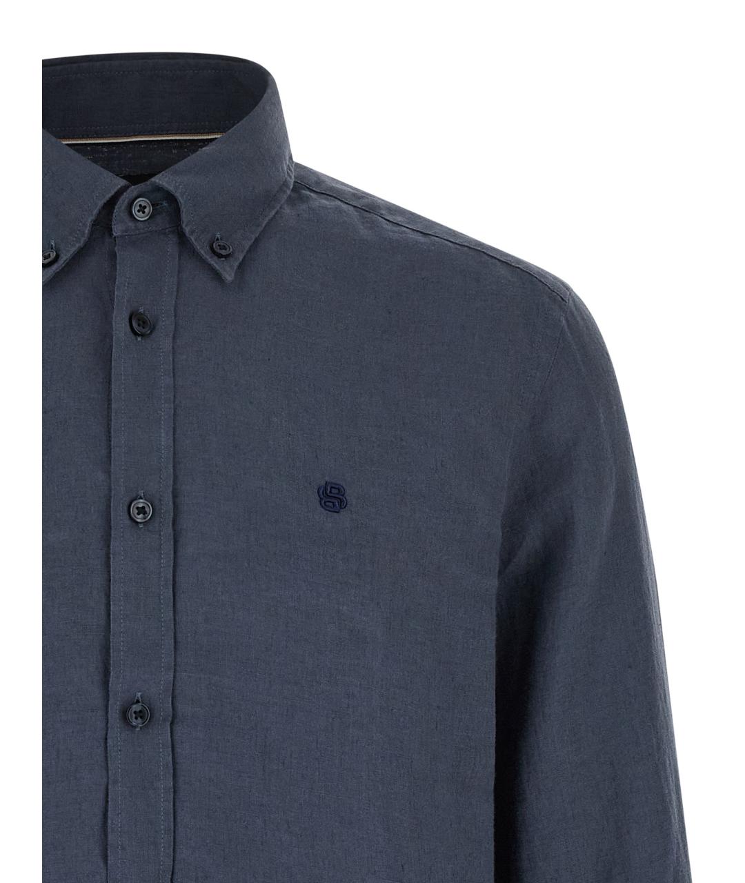 HUGO BOSS Синяя льняная кэжуал рубашка, фото 3