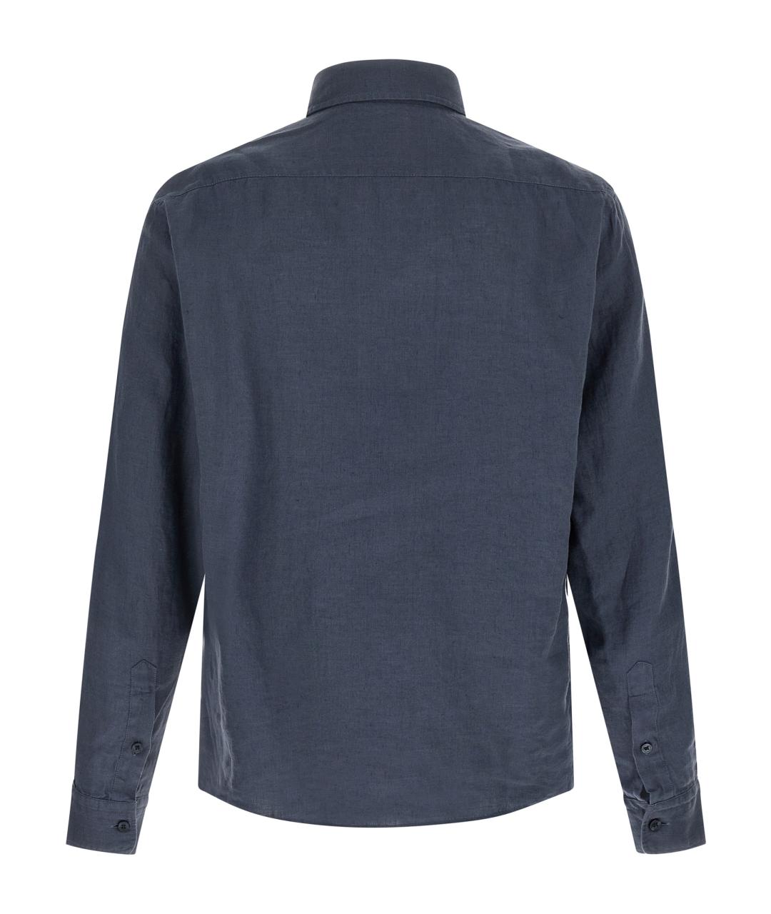 HUGO BOSS Синяя льняная кэжуал рубашка, фото 2