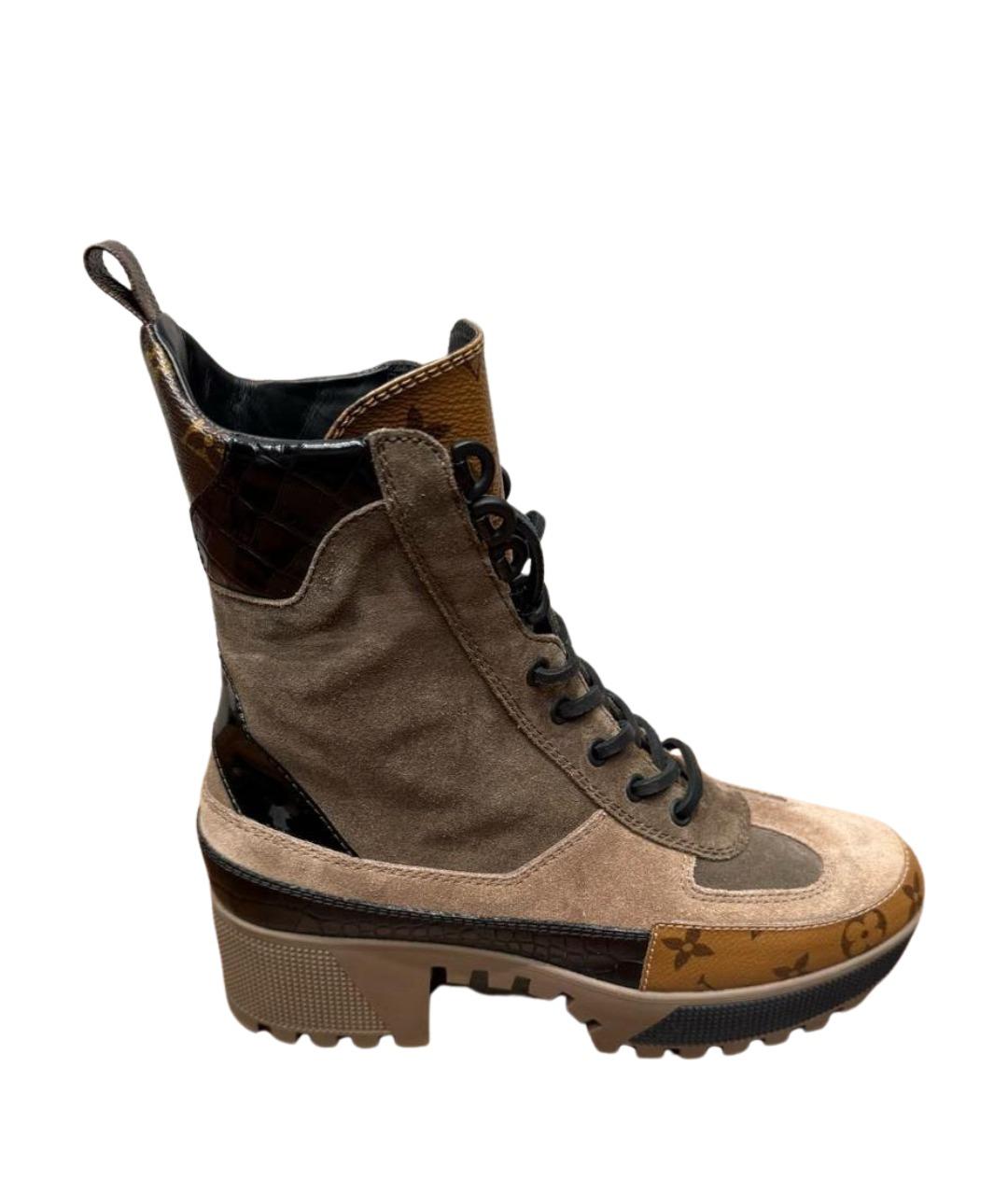 LOUIS VUITTON Коричневые замшевые ботинки, фото 1