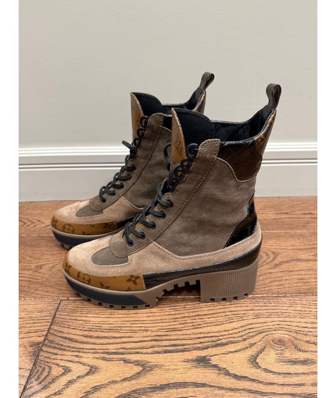 LOUIS VUITTON Коричневые замшевые ботинки, фото 5