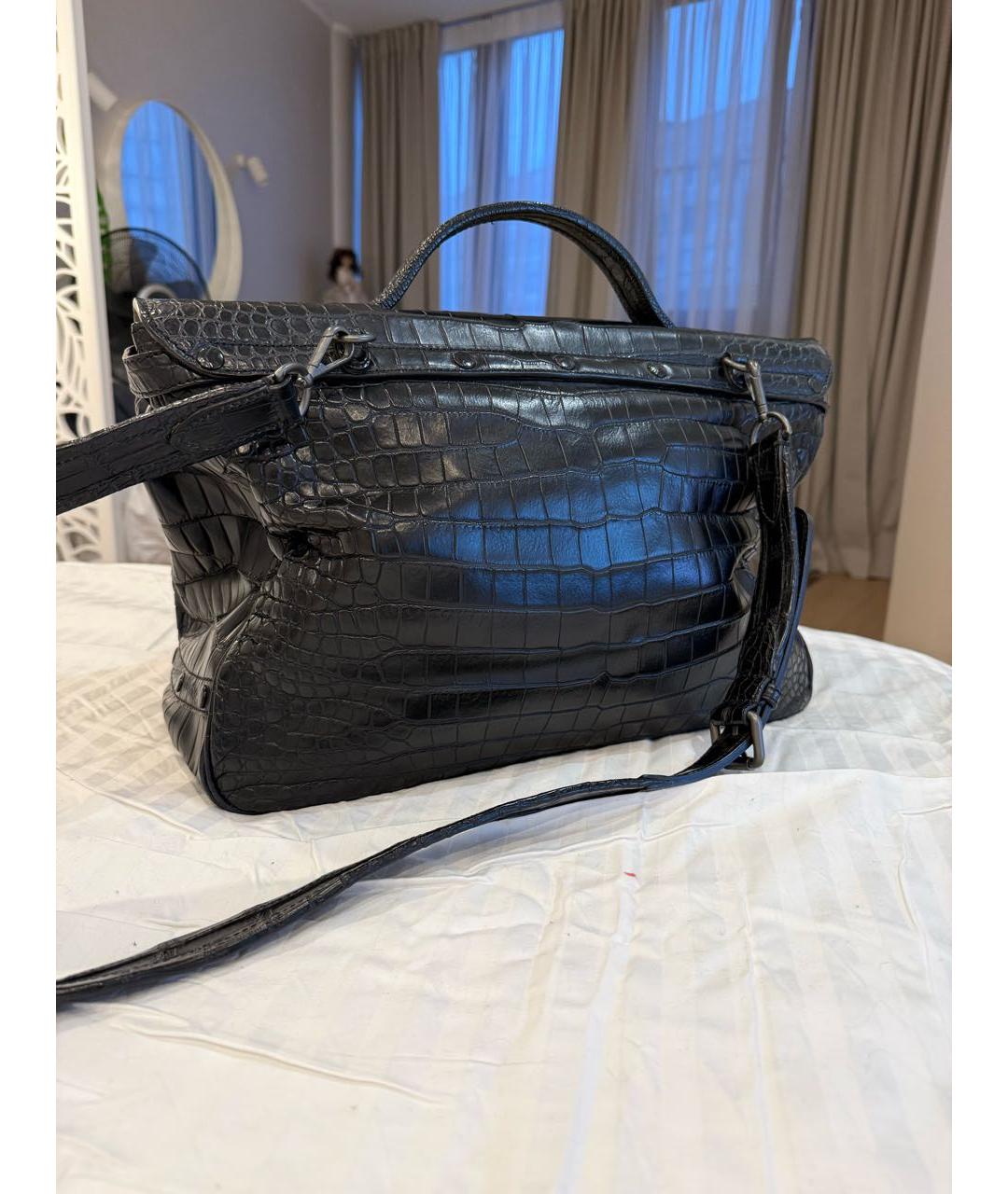 ZAGLIANI Черная кожаная сумка тоут, фото 3