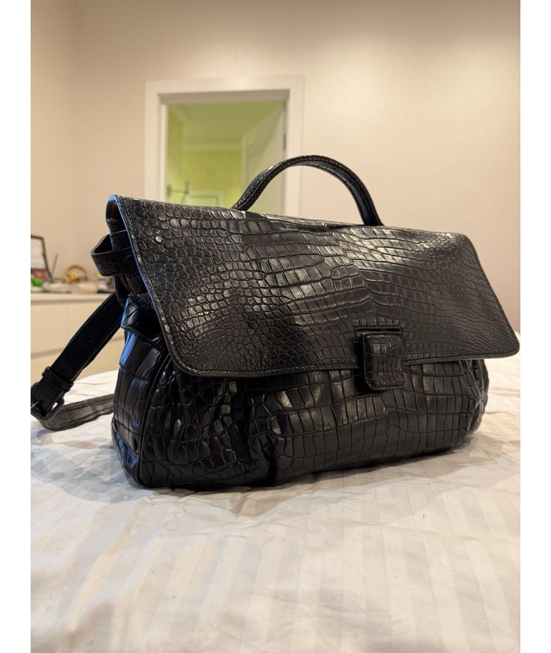 ZAGLIANI Черная кожаная сумка тоут, фото 8