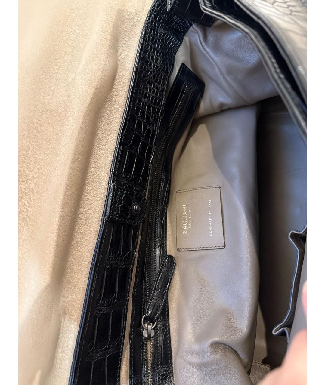 ZAGLIANI Черная кожаная сумка тоут, фото 4