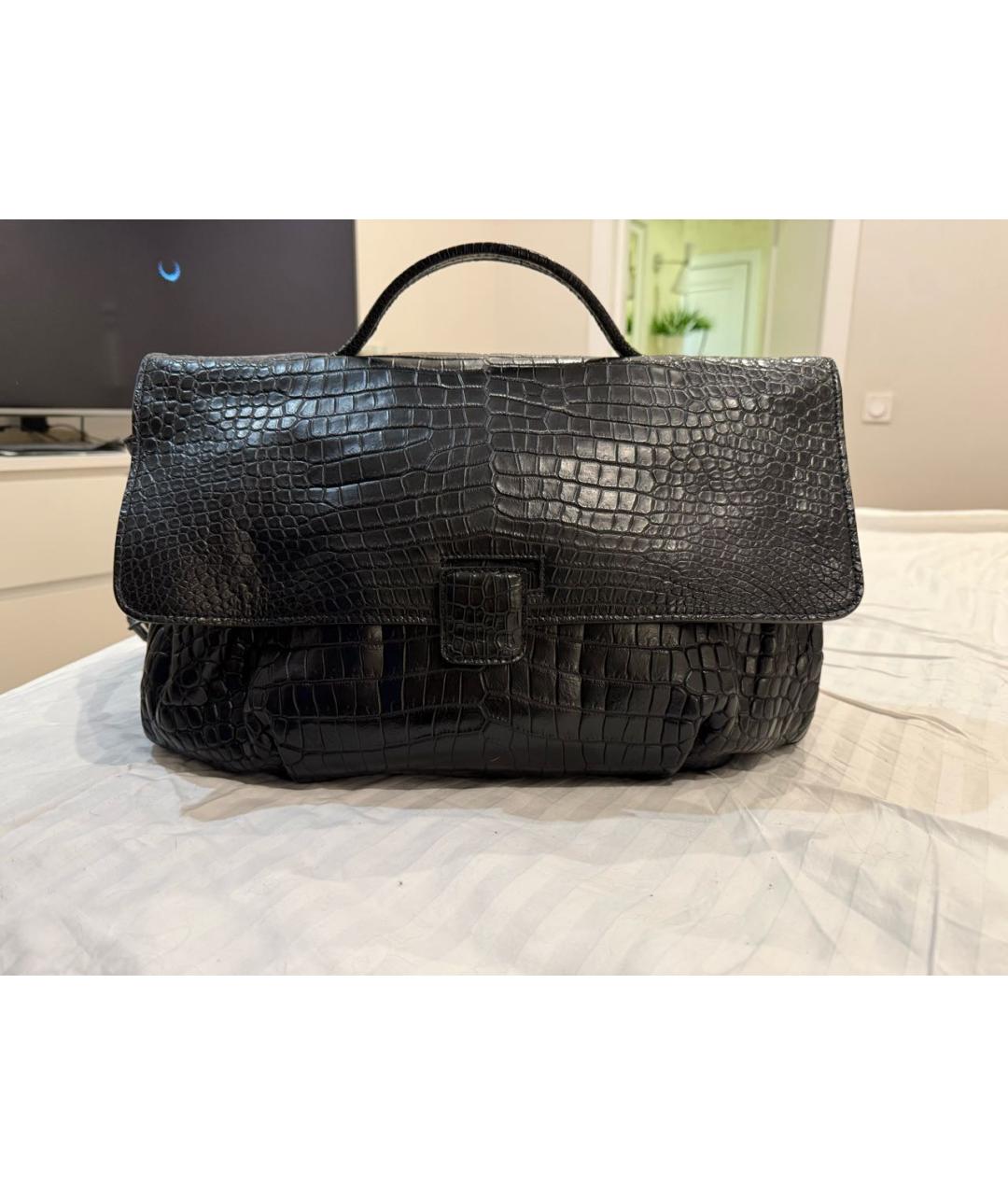 ZAGLIANI Черная кожаная сумка тоут, фото 2