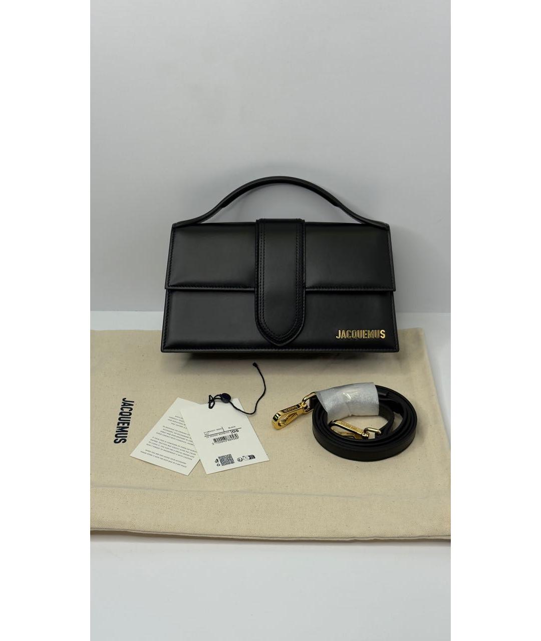 JACQUEMUS Черная кожаная сумка через плечо, фото 6
