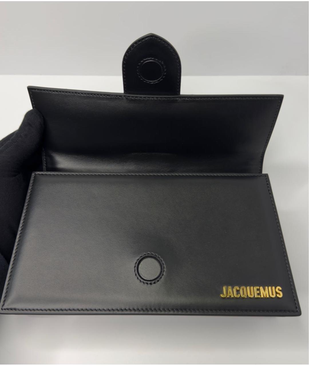 JACQUEMUS Черная кожаная сумка через плечо, фото 4