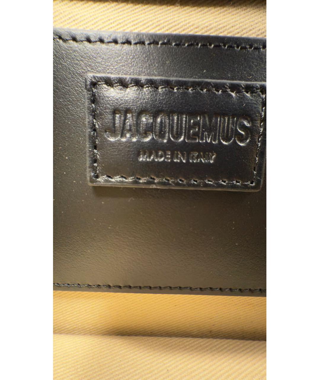 JACQUEMUS Черная кожаная сумка через плечо, фото 5