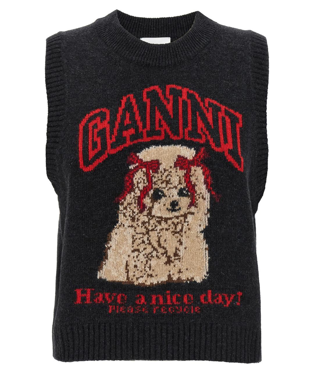 GANNI Черная шерстяная жилетка, фото 1