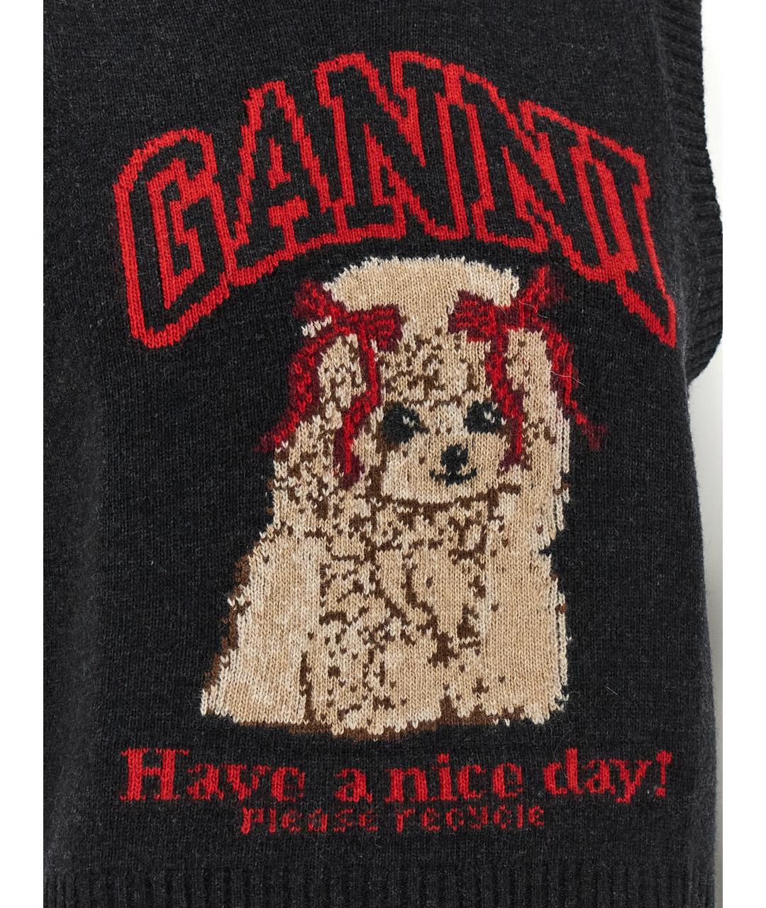 GANNI Черная шерстяная жилетка, фото 4