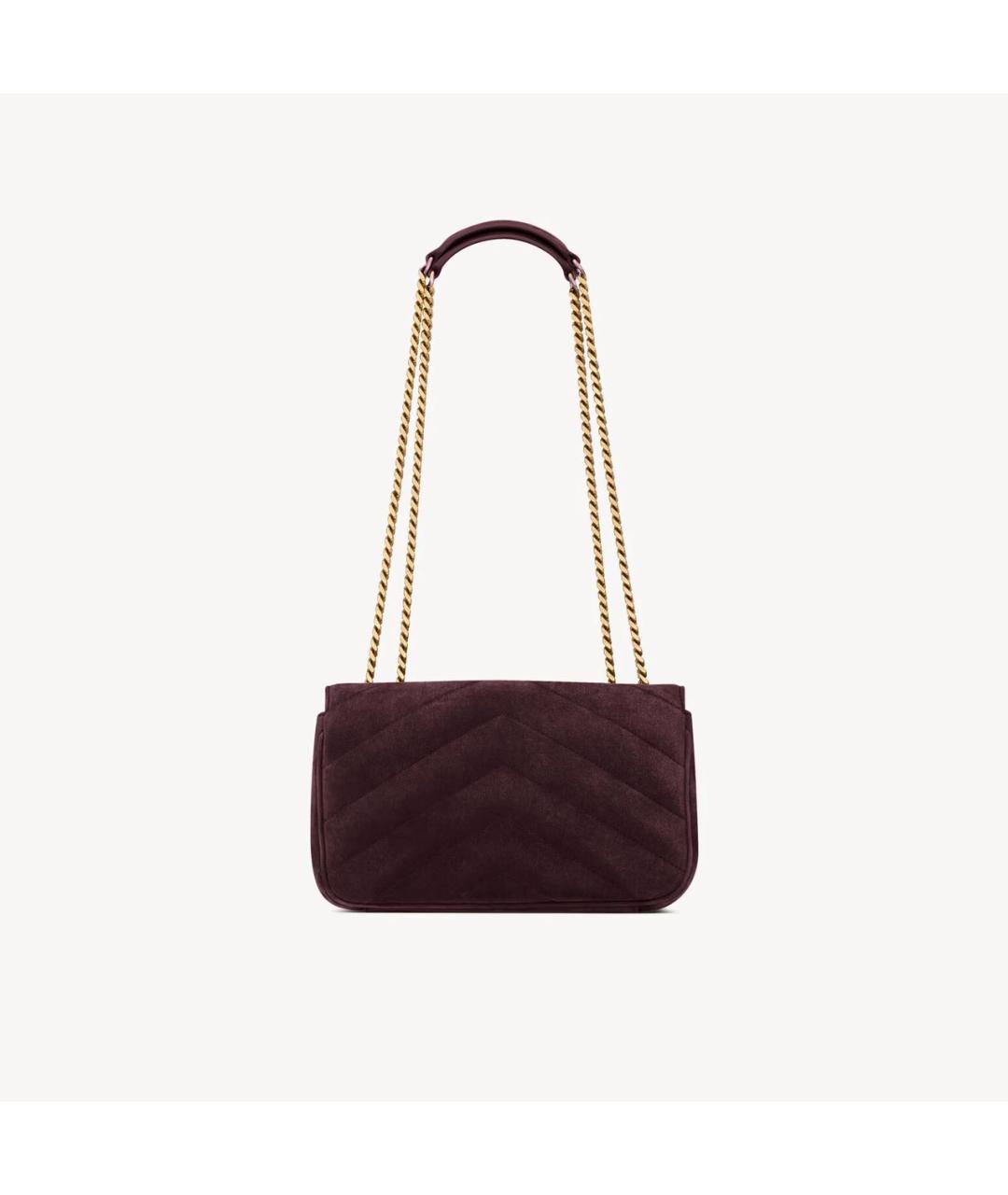 SAINT LAURENT Бордовая замшевая сумка через плечо, фото 2