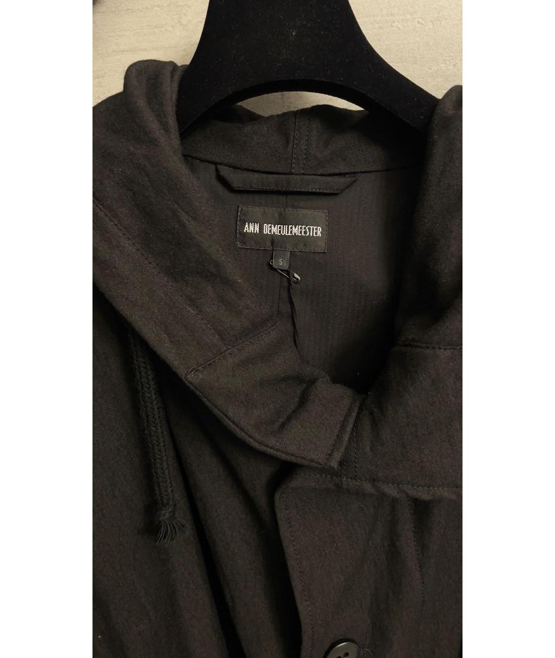 ANN DEMEULEMEESTER Черный шерстяной тренч/плащ, фото 3