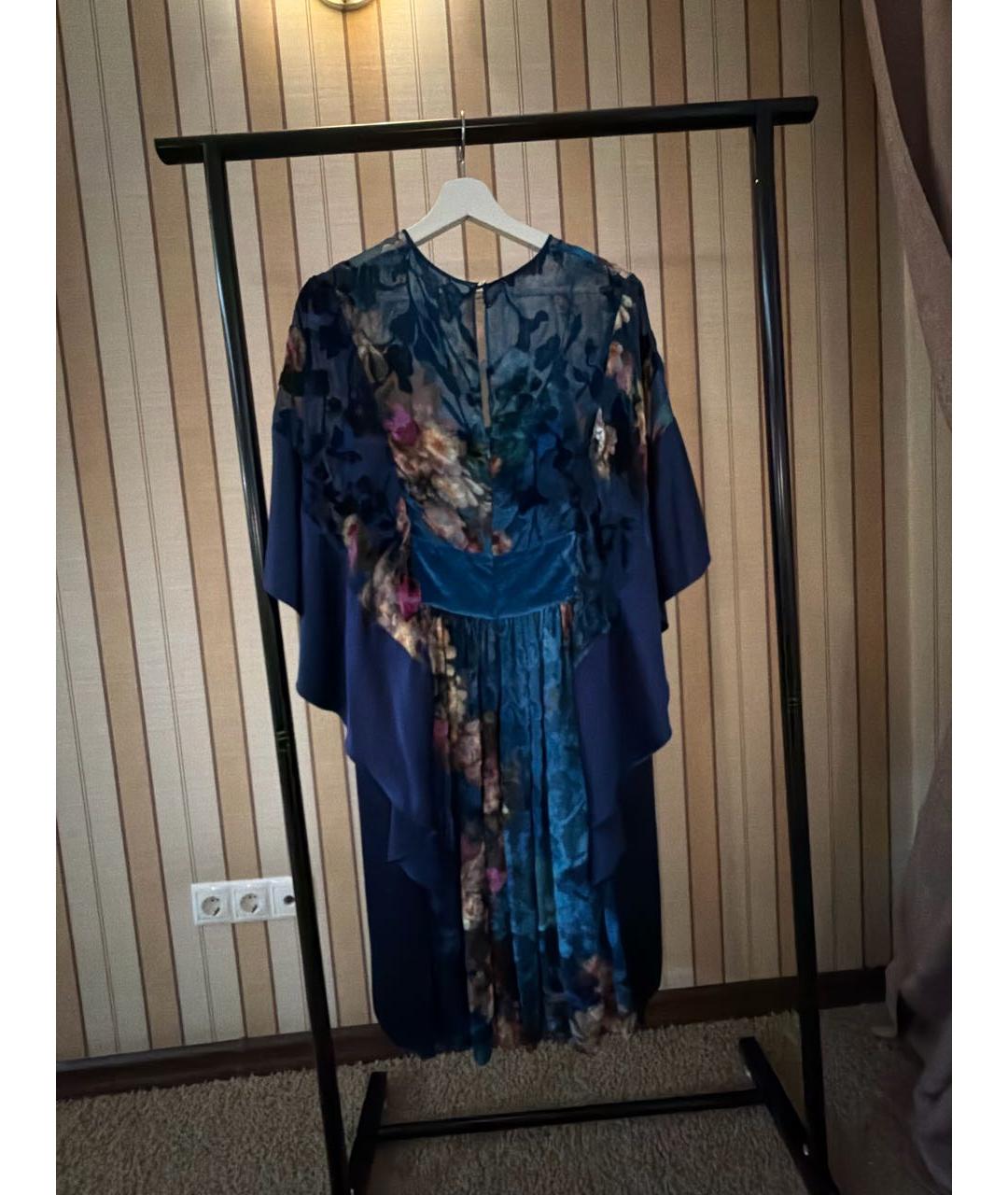 ALBERTA FERRETTI Темно-синее шелковое вечернее платье, фото 2