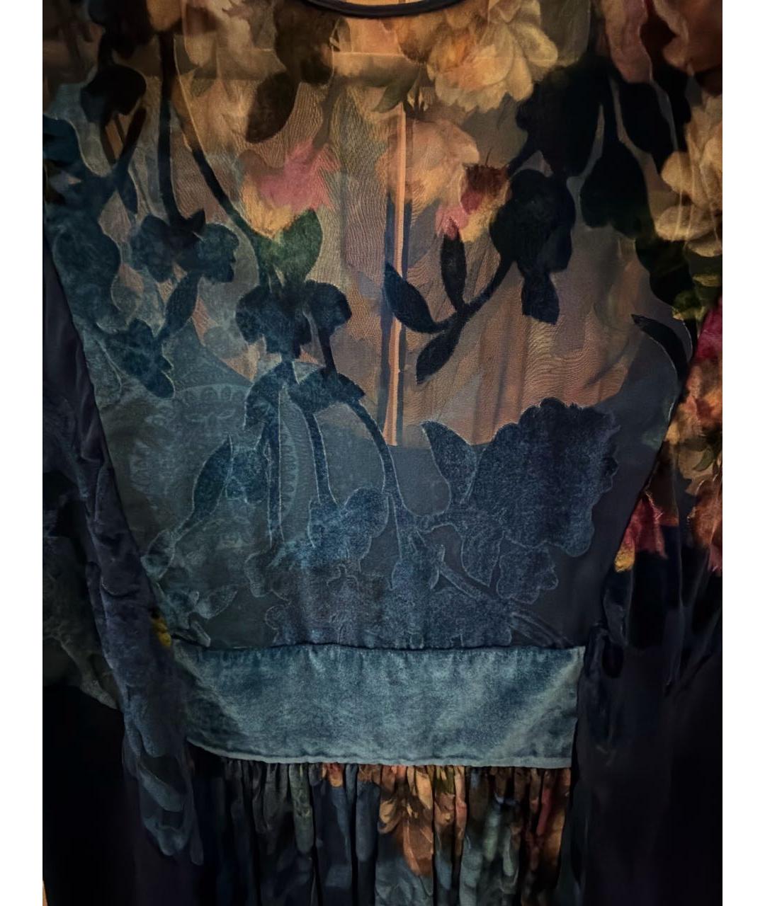 ALBERTA FERRETTI Темно-синее шелковое вечернее платье, фото 4