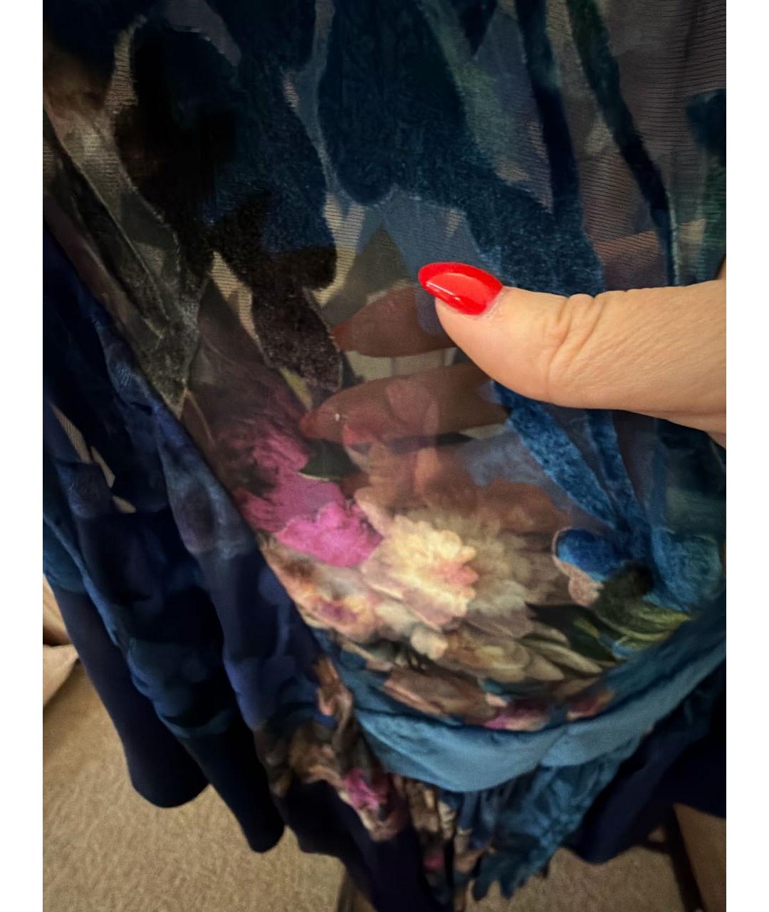 ALBERTA FERRETTI Темно-синее шелковое вечернее платье, фото 7