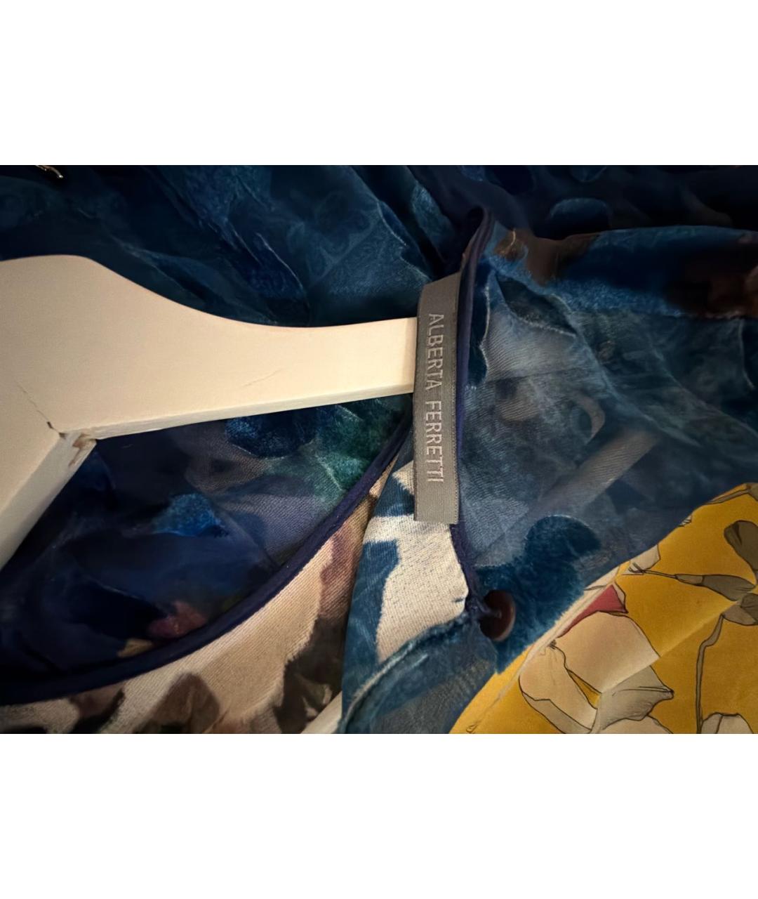 ALBERTA FERRETTI Темно-синее шелковое вечернее платье, фото 3