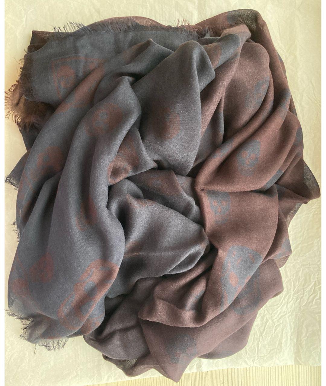 ALEXANDER MCQUEEN Коричневый шерстяной платок, фото 2