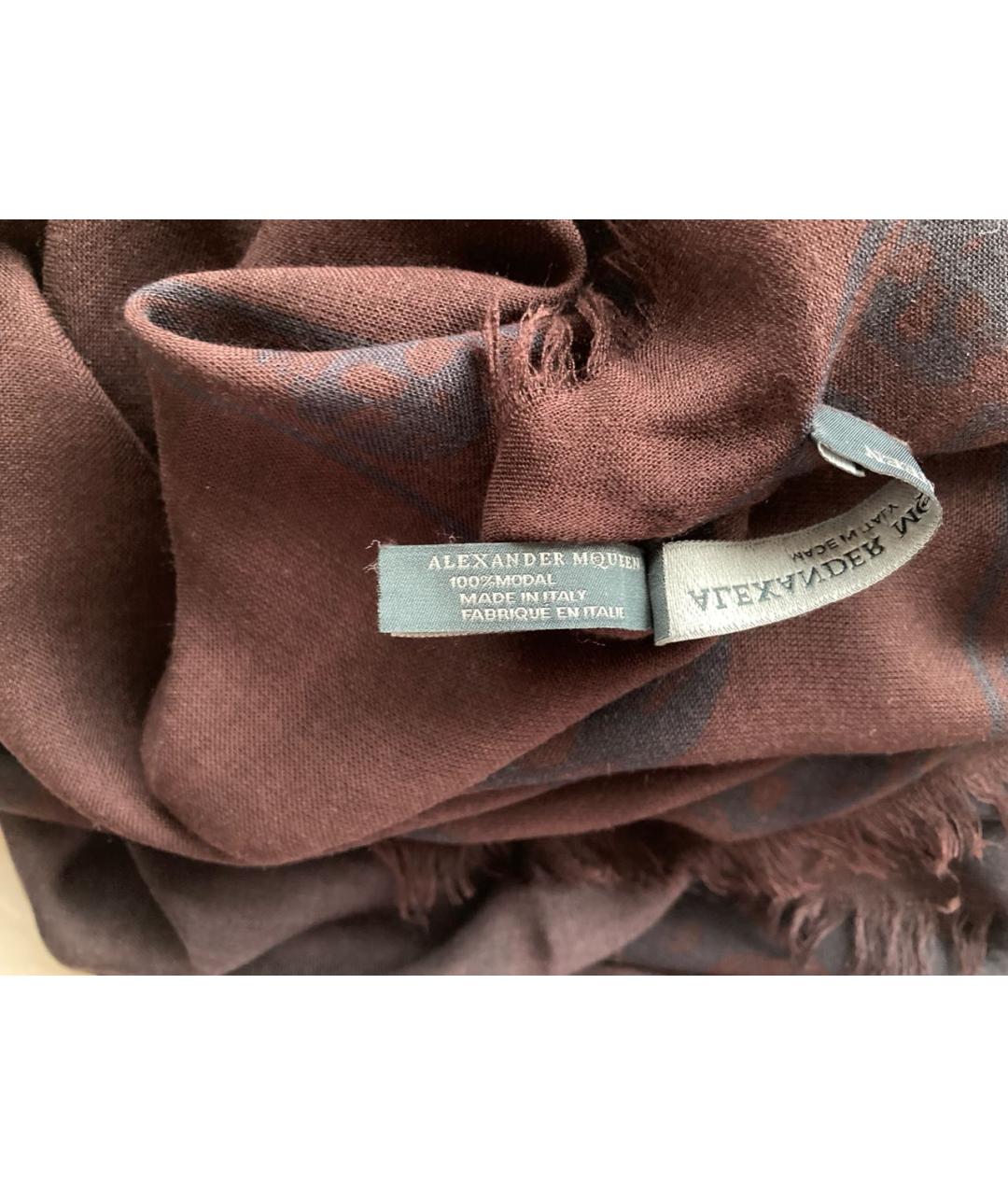 ALEXANDER MCQUEEN Коричневый шерстяной платок, фото 5