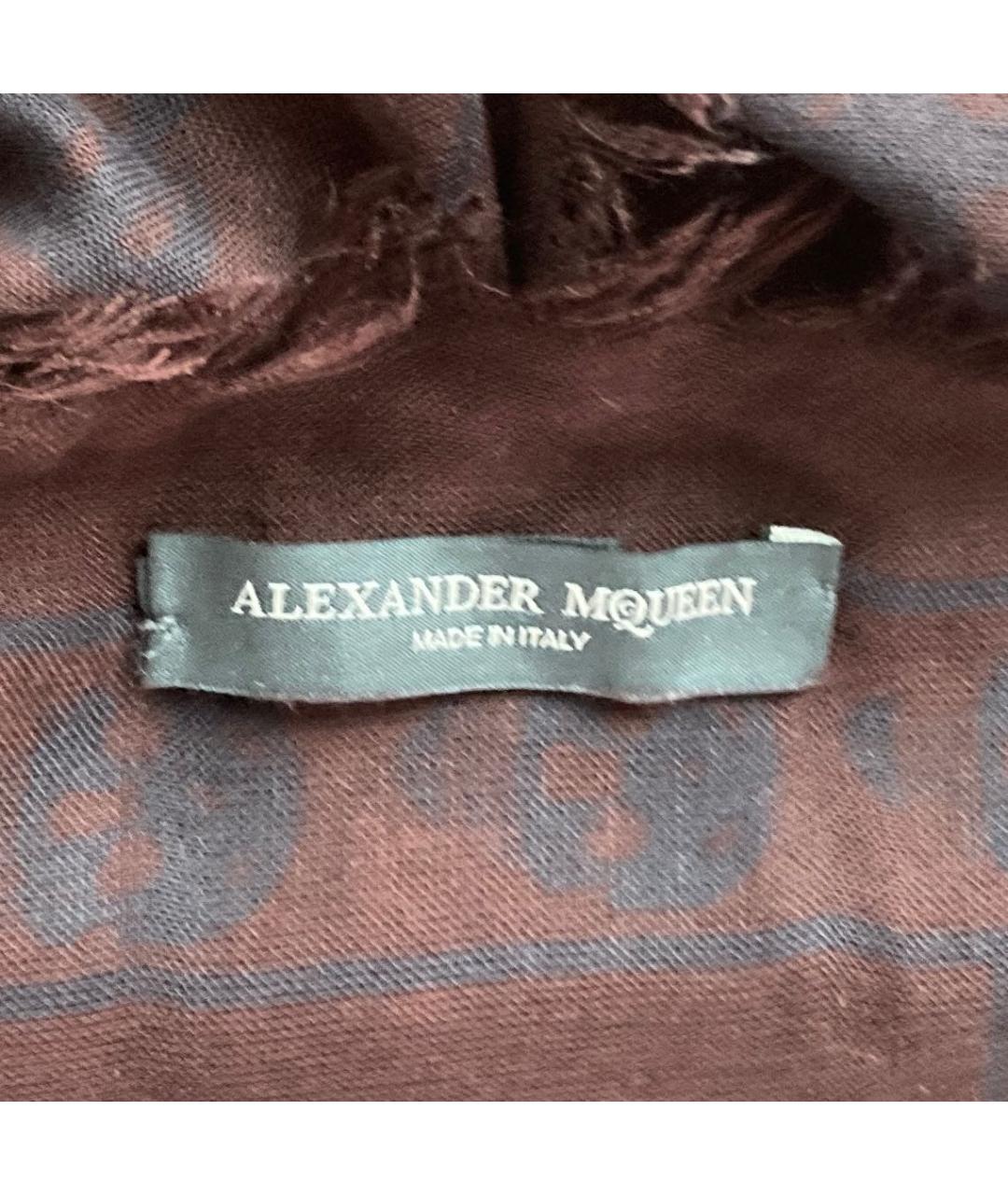 ALEXANDER MCQUEEN Коричневый шерстяной платок, фото 3