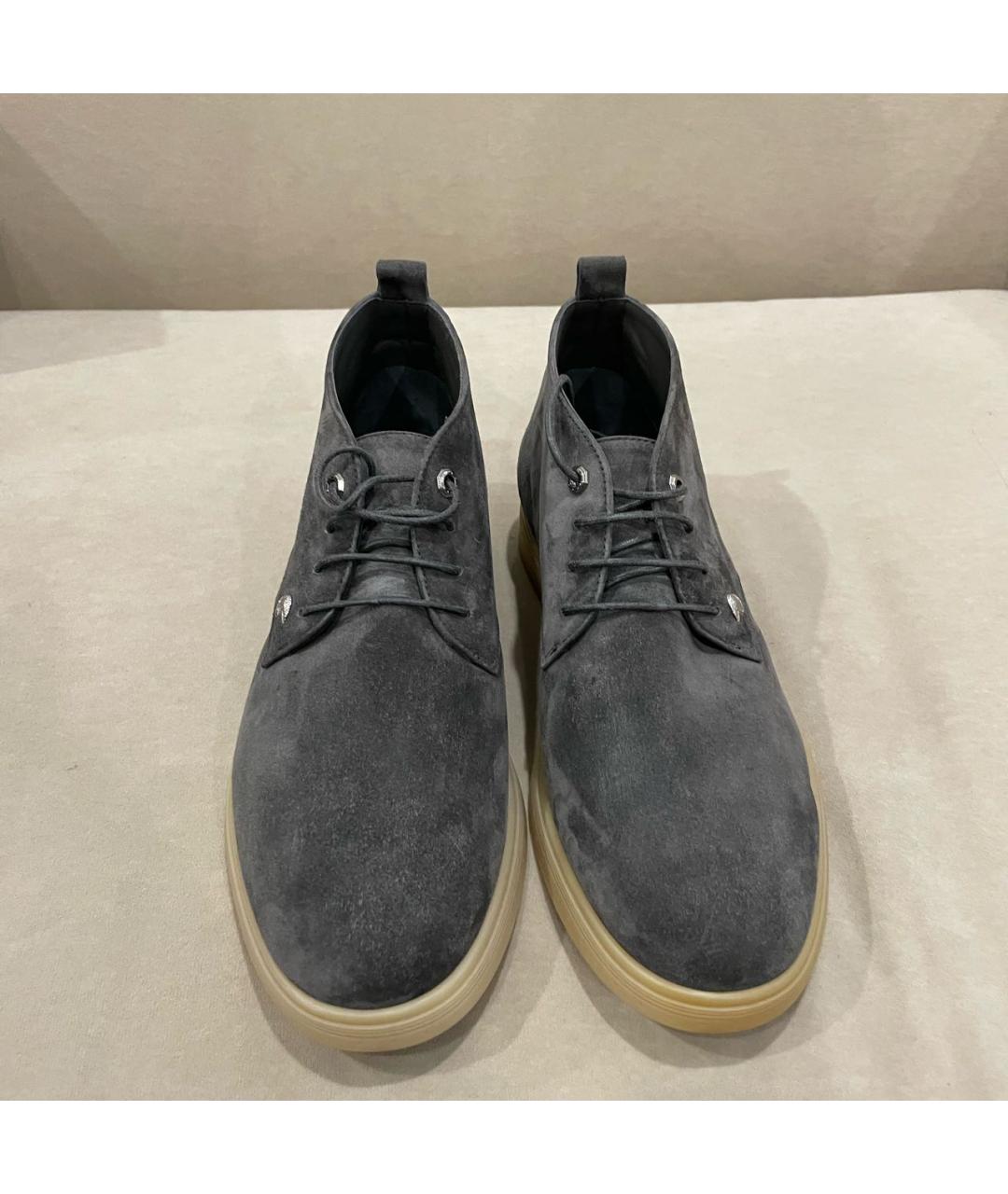 STEFANO RICCI Антрацитовые замшевые высокие ботинки, фото 2