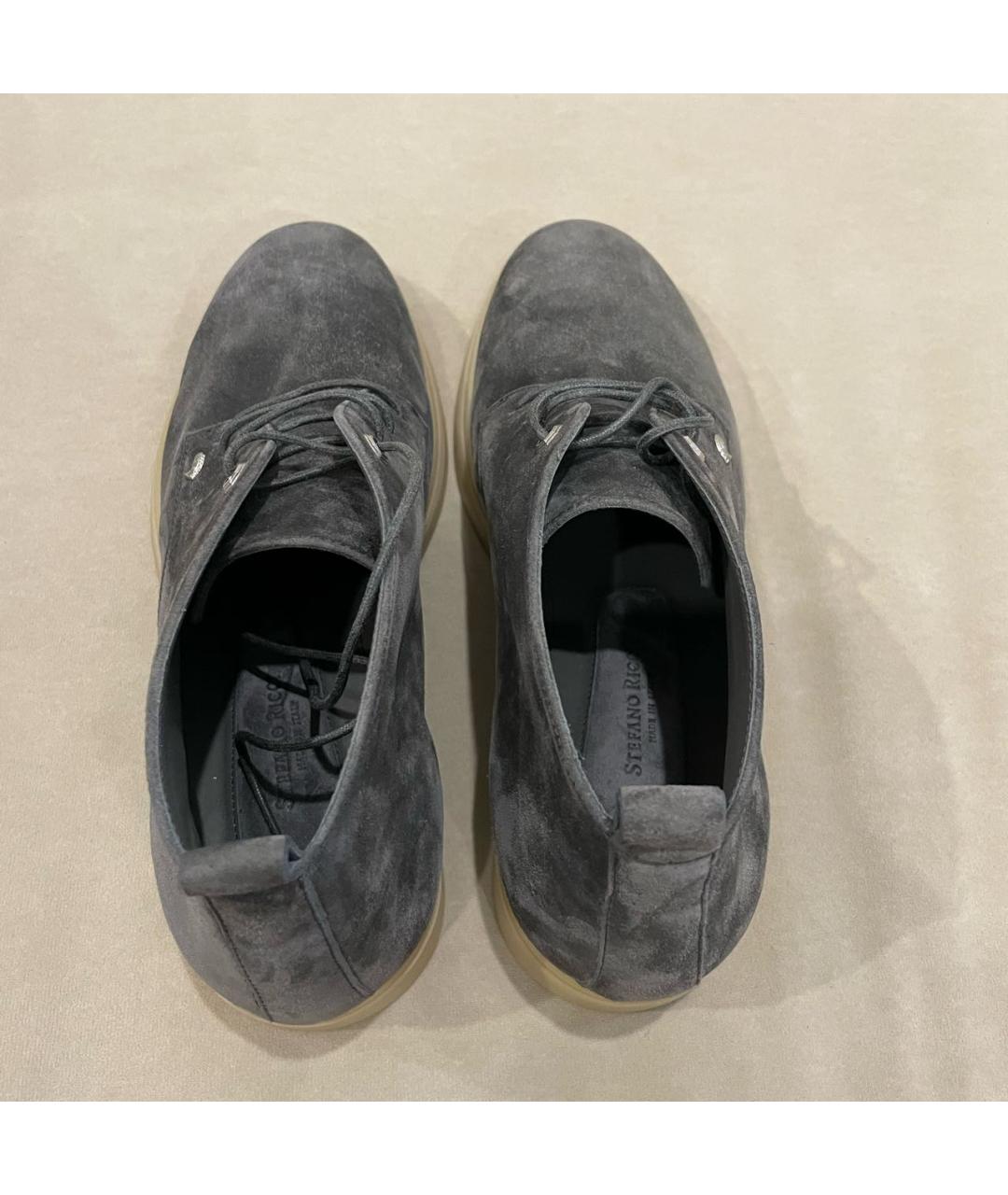 STEFANO RICCI Антрацитовые замшевые высокие ботинки, фото 3