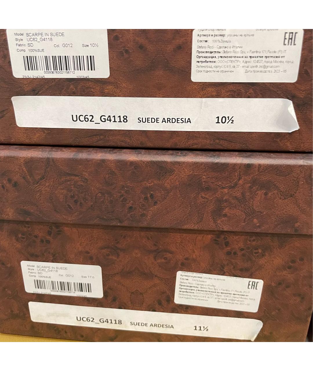 STEFANO RICCI Антрацитовые замшевые высокие ботинки, фото 5