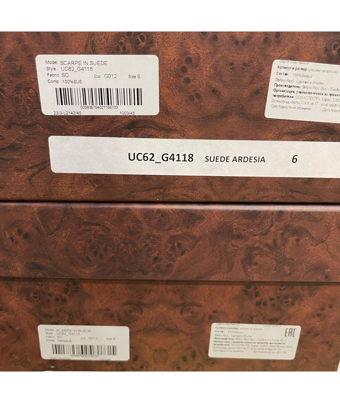 STEFANO RICCI Антрацитовые замшевые высокие ботинки, фото 7