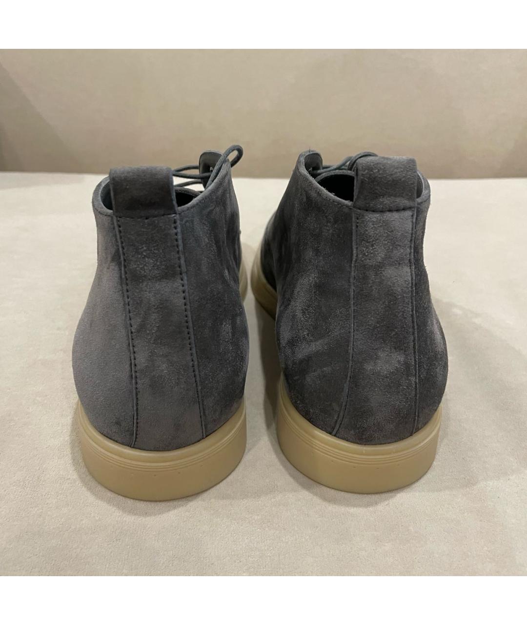 STEFANO RICCI Антрацитовые замшевые высокие ботинки, фото 4