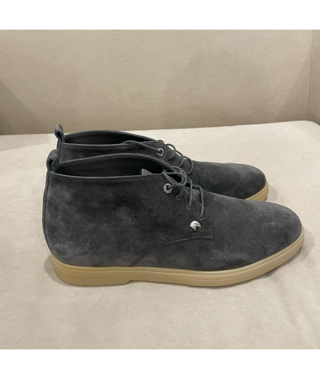 STEFANO RICCI Антрацитовые замшевые высокие ботинки, фото 8