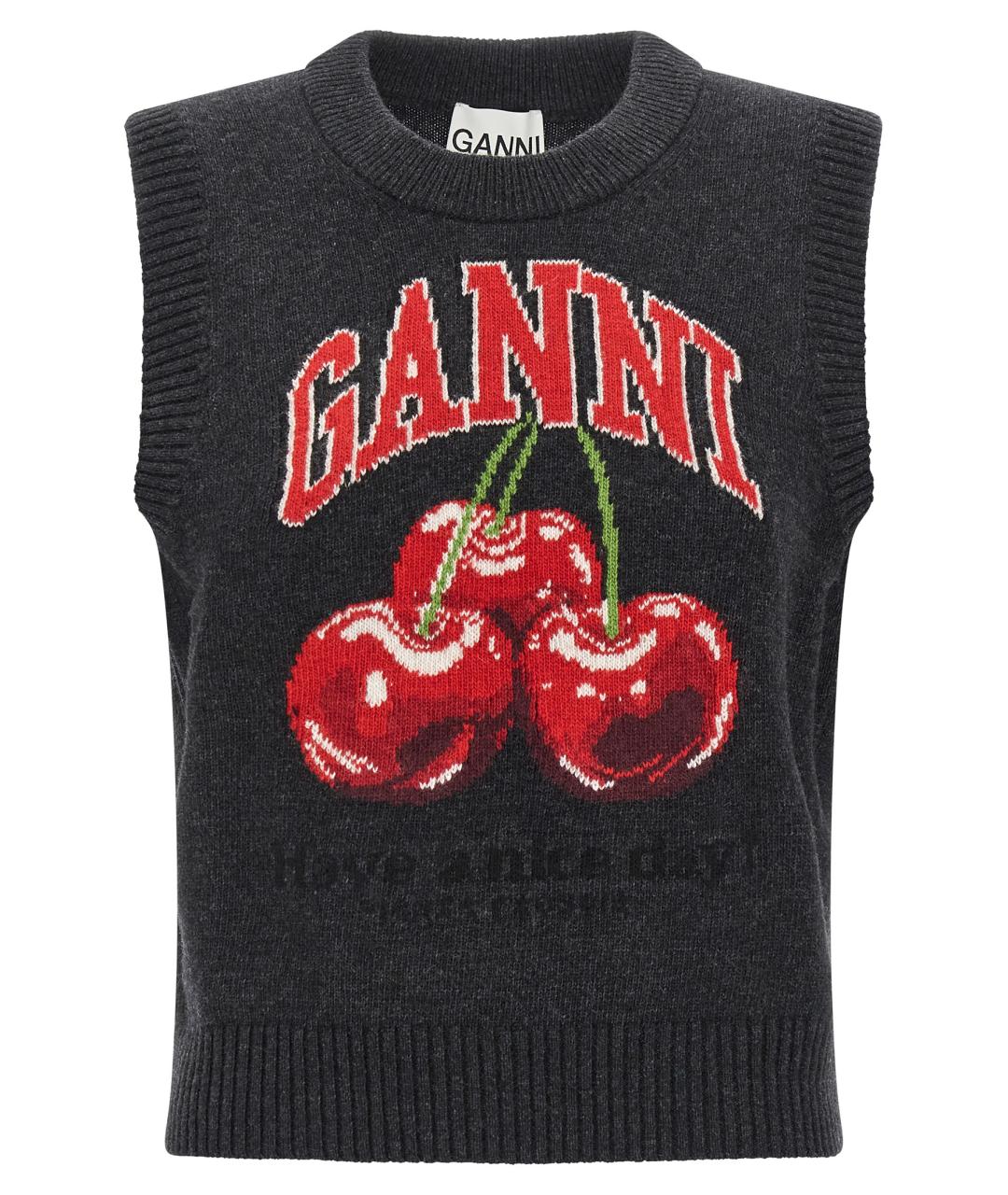 GANNI Черная шерстяная жилетка, фото 1