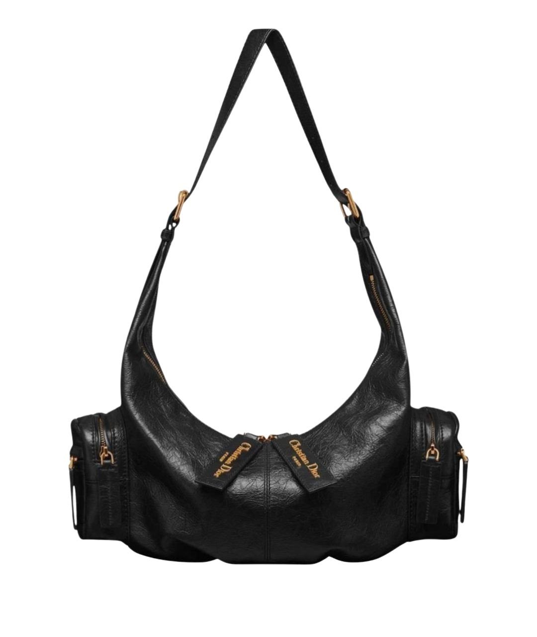 CHRISTIAN DIOR Черная кожаная сумка через плечо, фото 1