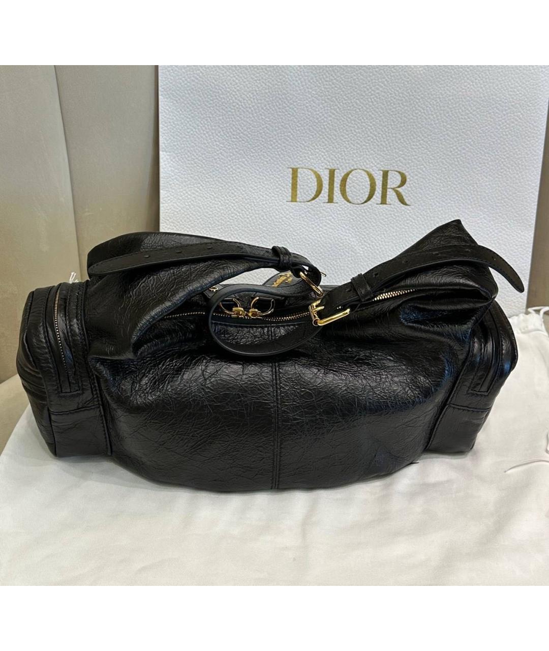CHRISTIAN DIOR Черная кожаная сумка через плечо, фото 3